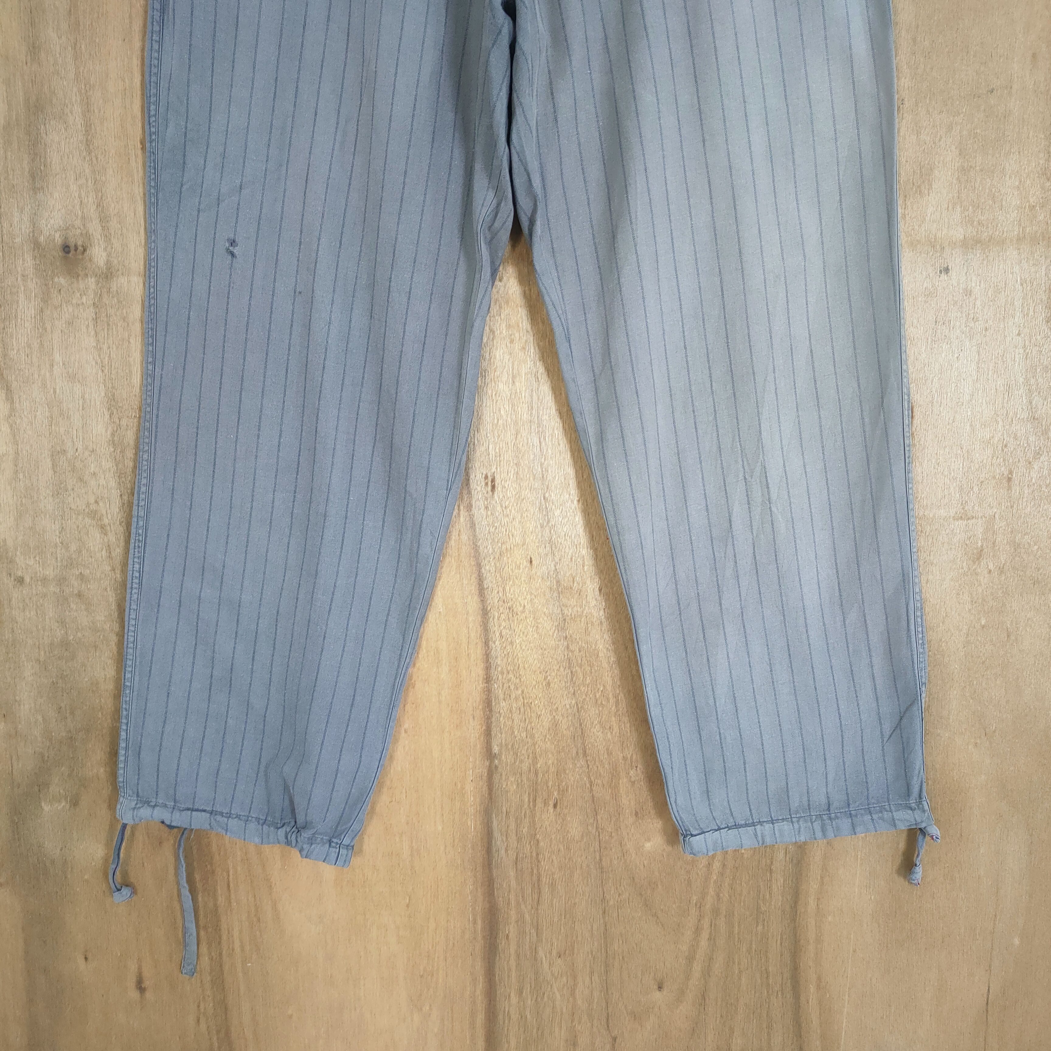 Japanese Brand VINTAGE SPRING WAIST FADED BROWN STRIPED BAGGY PANTS Size US 38 / EU 54 - 4 Thumbnail
