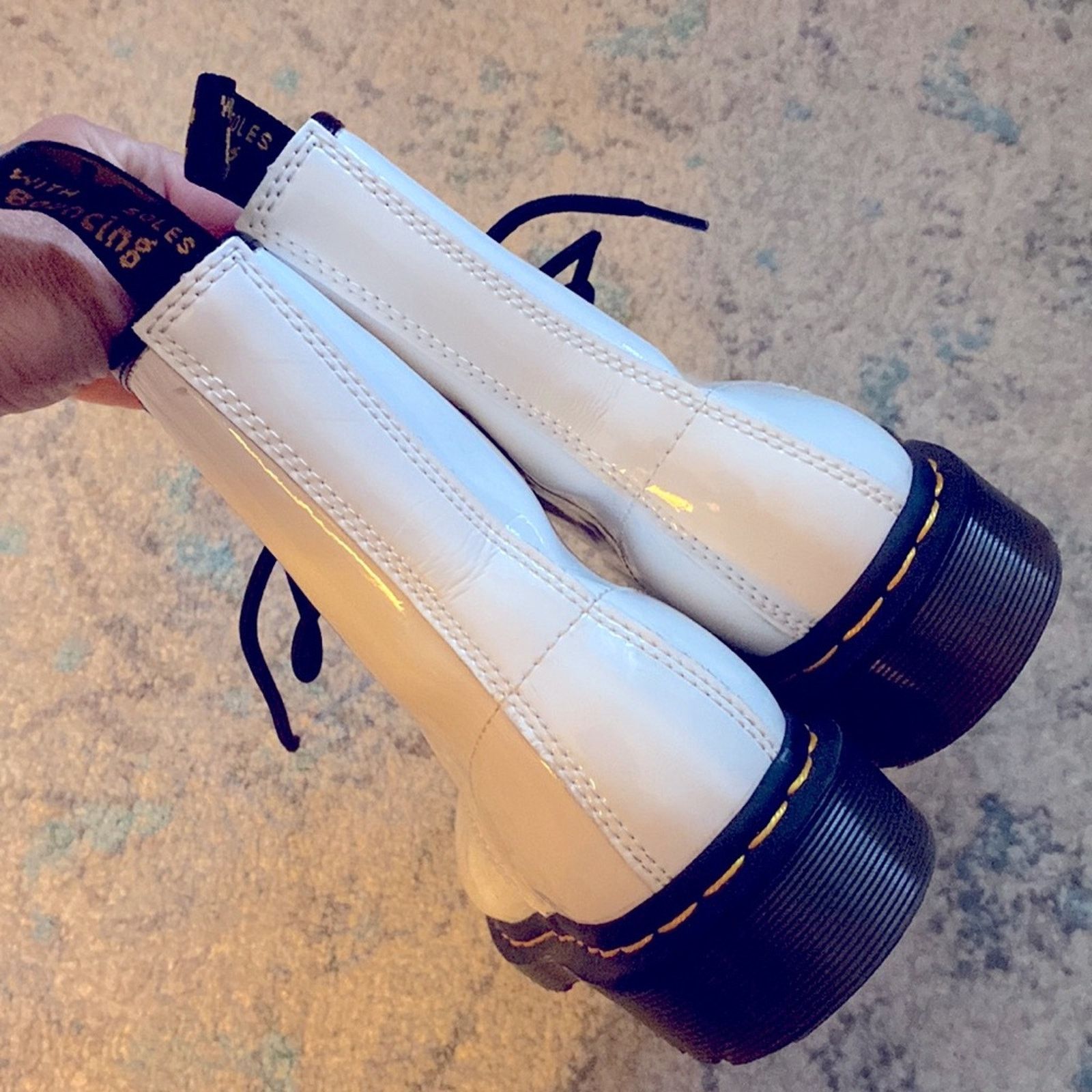 Dr. Martens Doc Dr Martens $150 11821 White Gloss Boots 8 Eye Women’s 7 Size US 7 / IT 37 - 6 Thumbnail