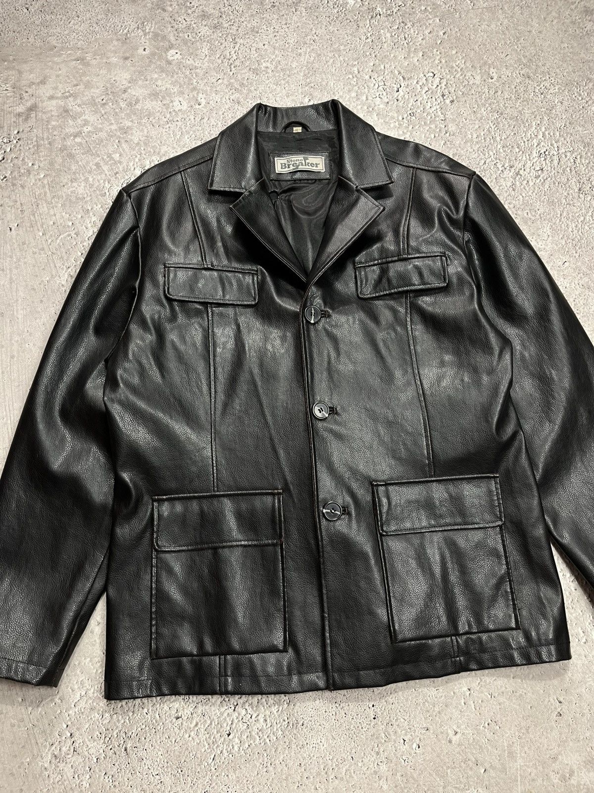 Other Vintage Black Faux Leather Jacket XL Button Up 90s Size US XL / EU 56 / 4 - 7 Thumbnail