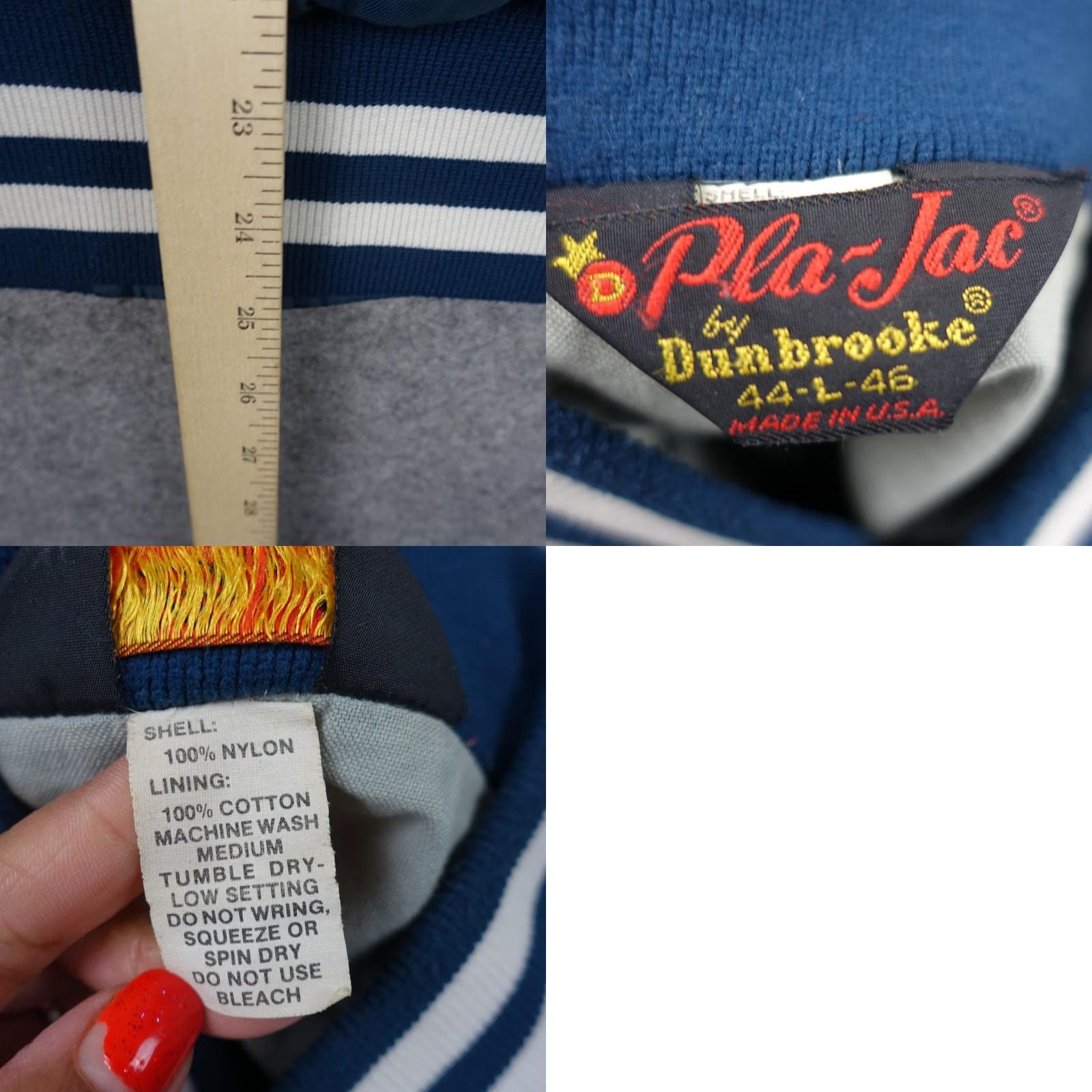 Dunbrooke VINTAGE Dunbrooke Pla-Jac Jacket Mens Large Blue Satin Varsity The Boss USA VTG Size US L / EU 52-54 / 3 - 10 Thumbnail