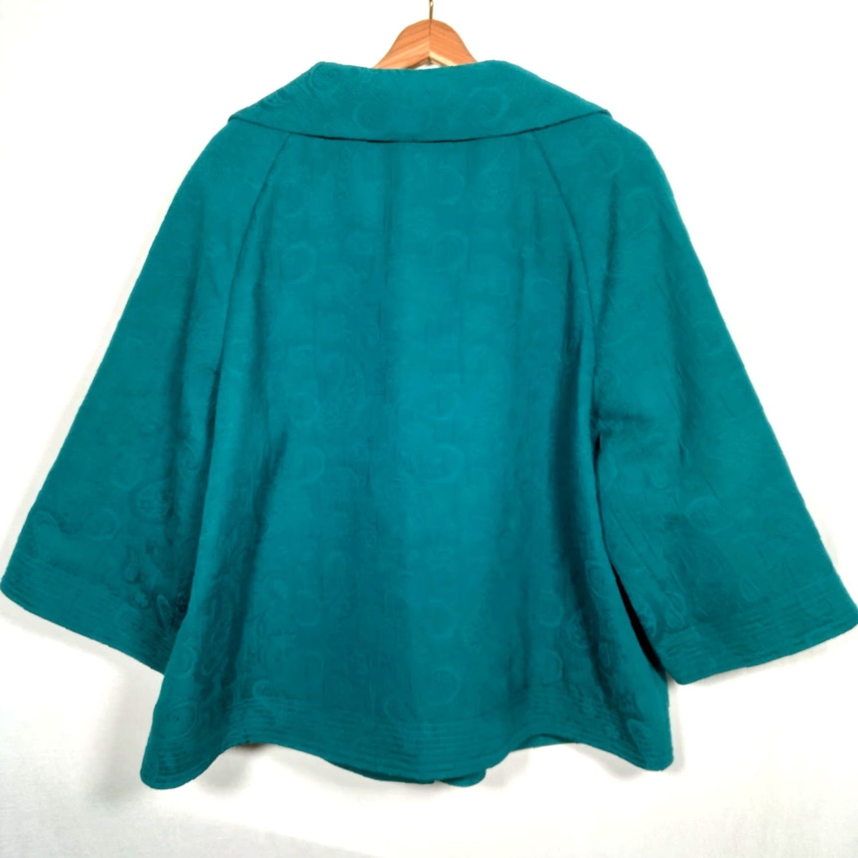 Laura Ashley Laura Ashley Blazer Jacket Kimono 2X Teal Paisley Tapestry Snap 3/4 Sleeve Office Wear Women's Modern Classic Size XXL / US 16-18 / IT 52-54 - 2 Thumbnail