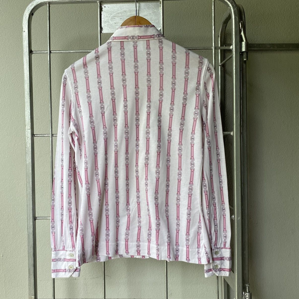 Celine Vintage Celine Pink Chain Print Shirt Size S / US 4 / IT 40 - 2 Thumbnail