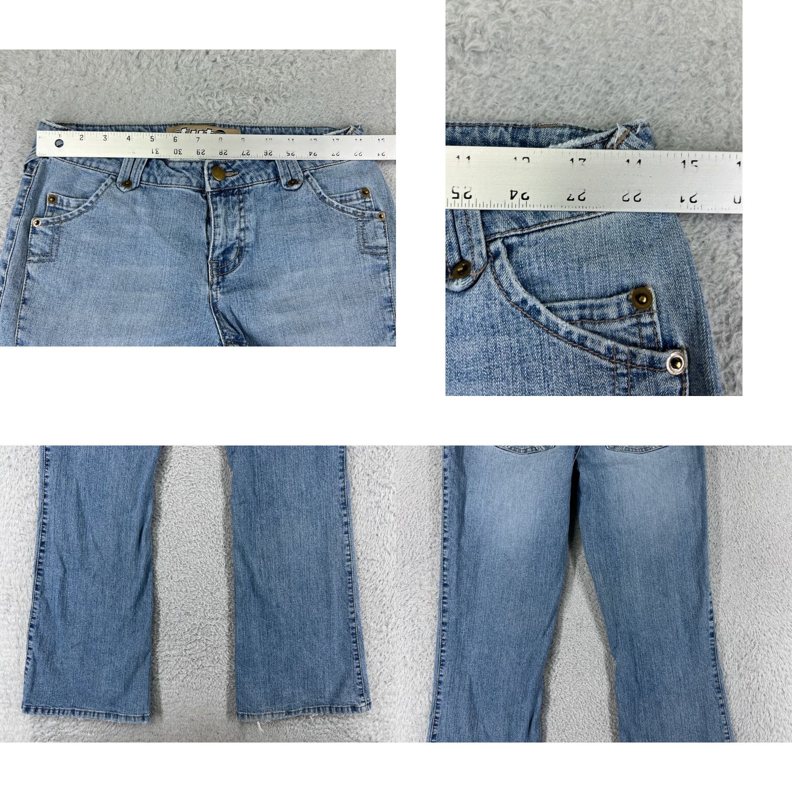 Denime Duplex Jeans Women 7 Blue Denim Low Rise Flared Embroidered Cotton Denim Jeans Womens 7 Size 28" / US 6 / IT 42 - 9 Thumbnail