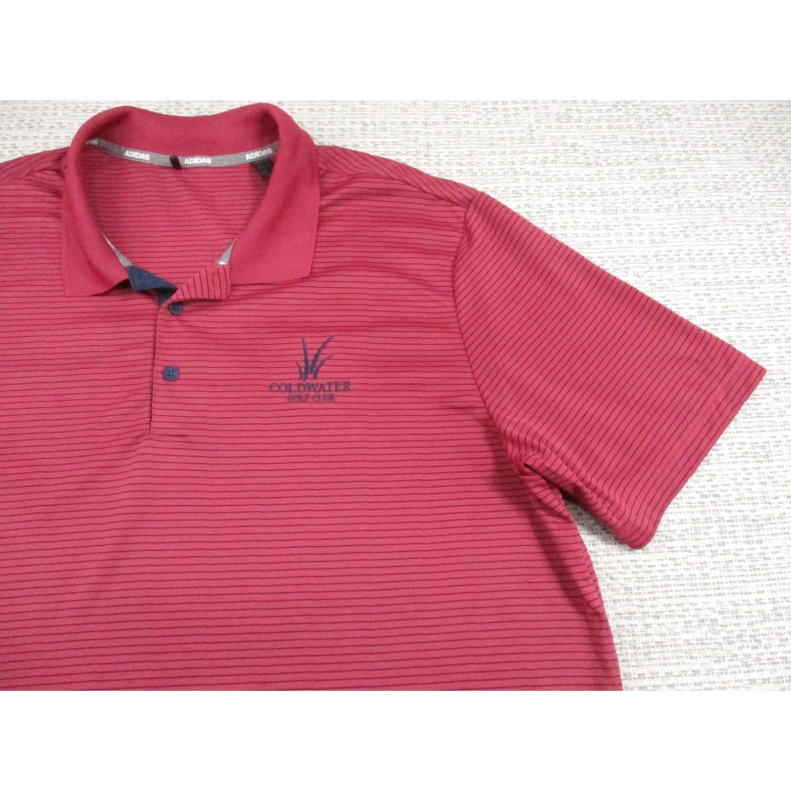 Adidas Adidas Polo Shirt Mens XL Red Striped Coldwater Golf Club Golf Performance Polo Shirt Size US XL / EU 56 / 4 - 2 Thumbnail