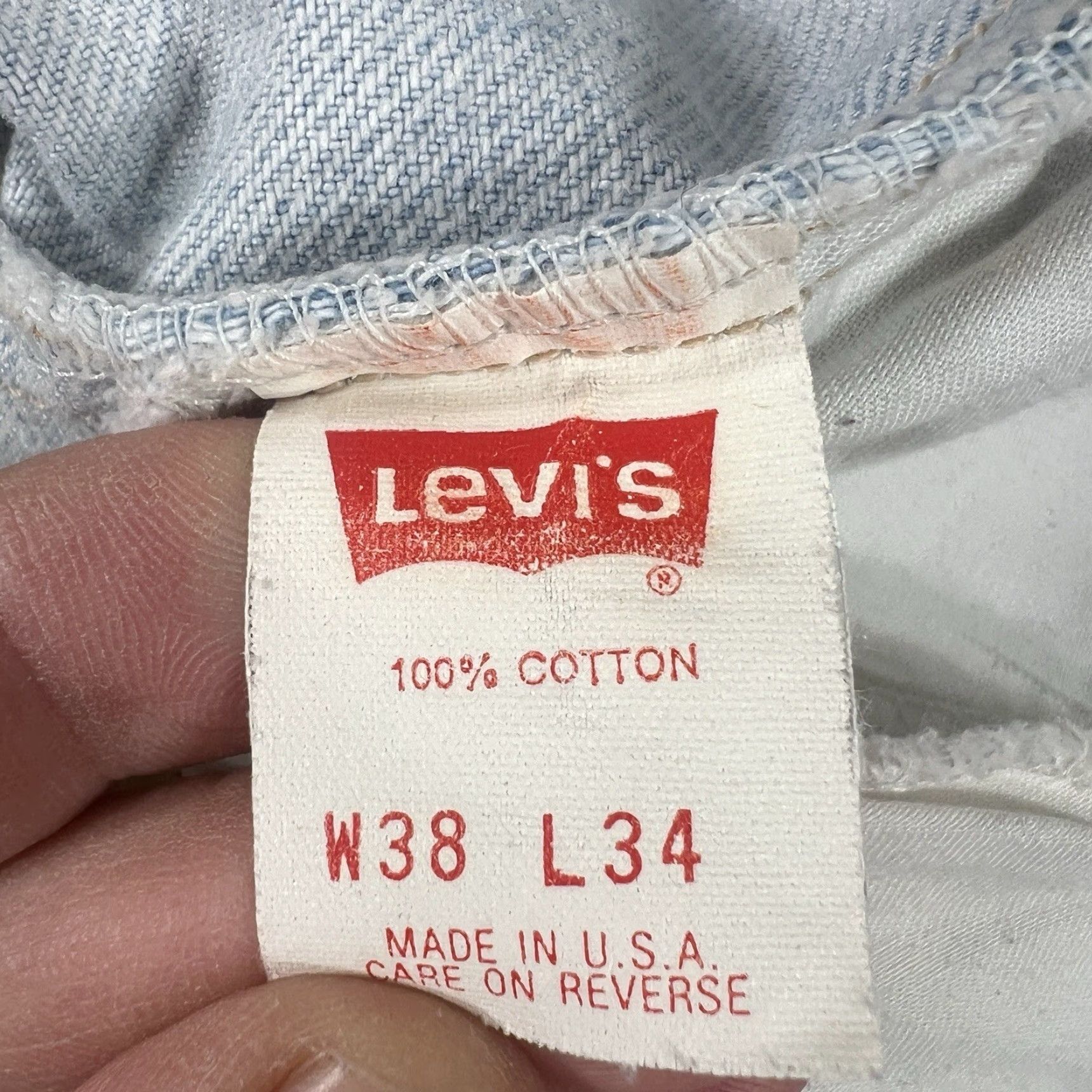 Levi's Vtg Levis 550 Jean 38x34 Relaxed Tapered Leg Orange Tab Light Wash USA Baggy Size US 38 / EU 54 - 6 Thumbnail