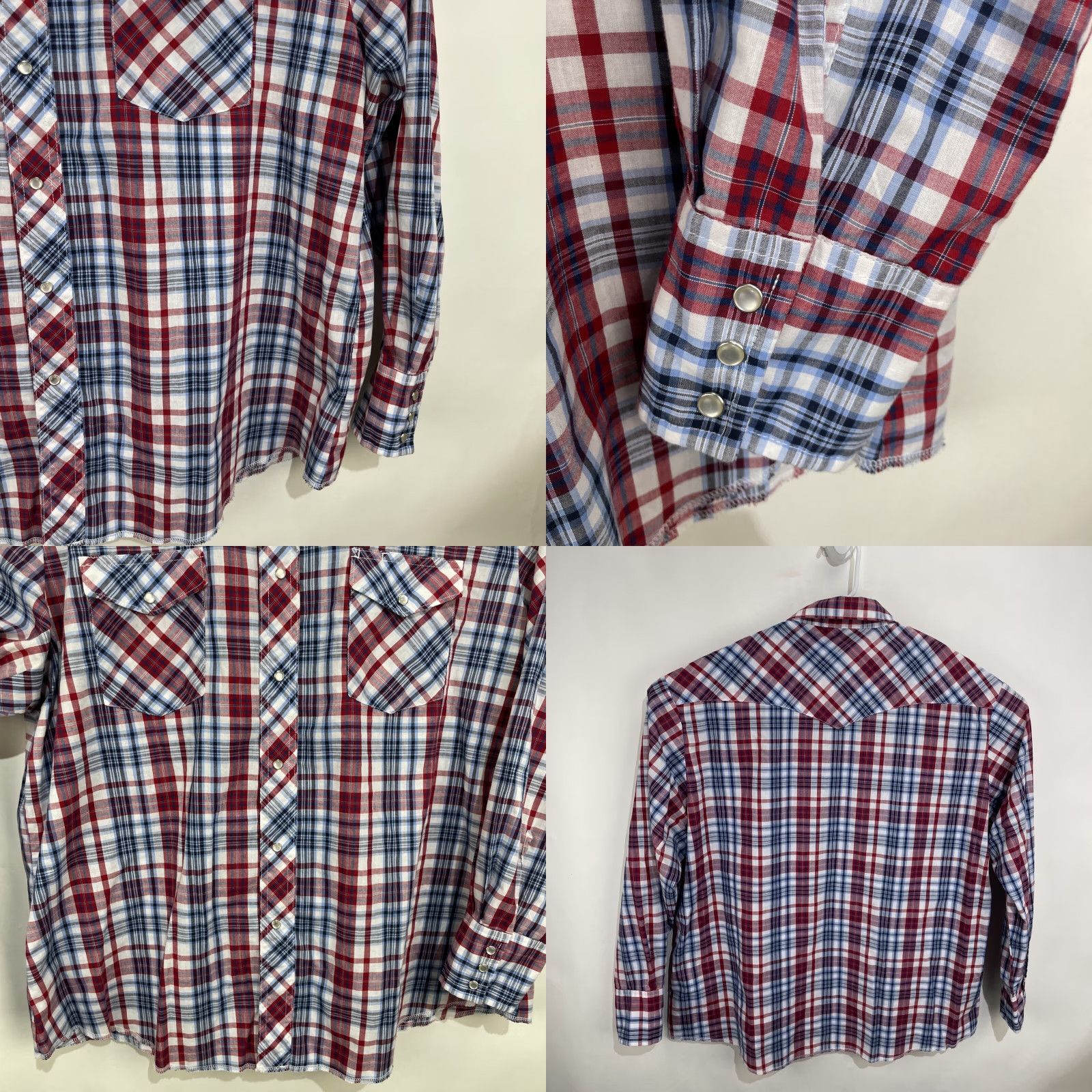 Wrangler Wrangler Shirt 2XL Red Blue White Plaid Western Rodeo Pearl Snap Button Cowboy Shirt Mens 2XL Red Plaid Western Wear Wrangler Size US XXL / EU 58 / 5 - 8 Thumbnail