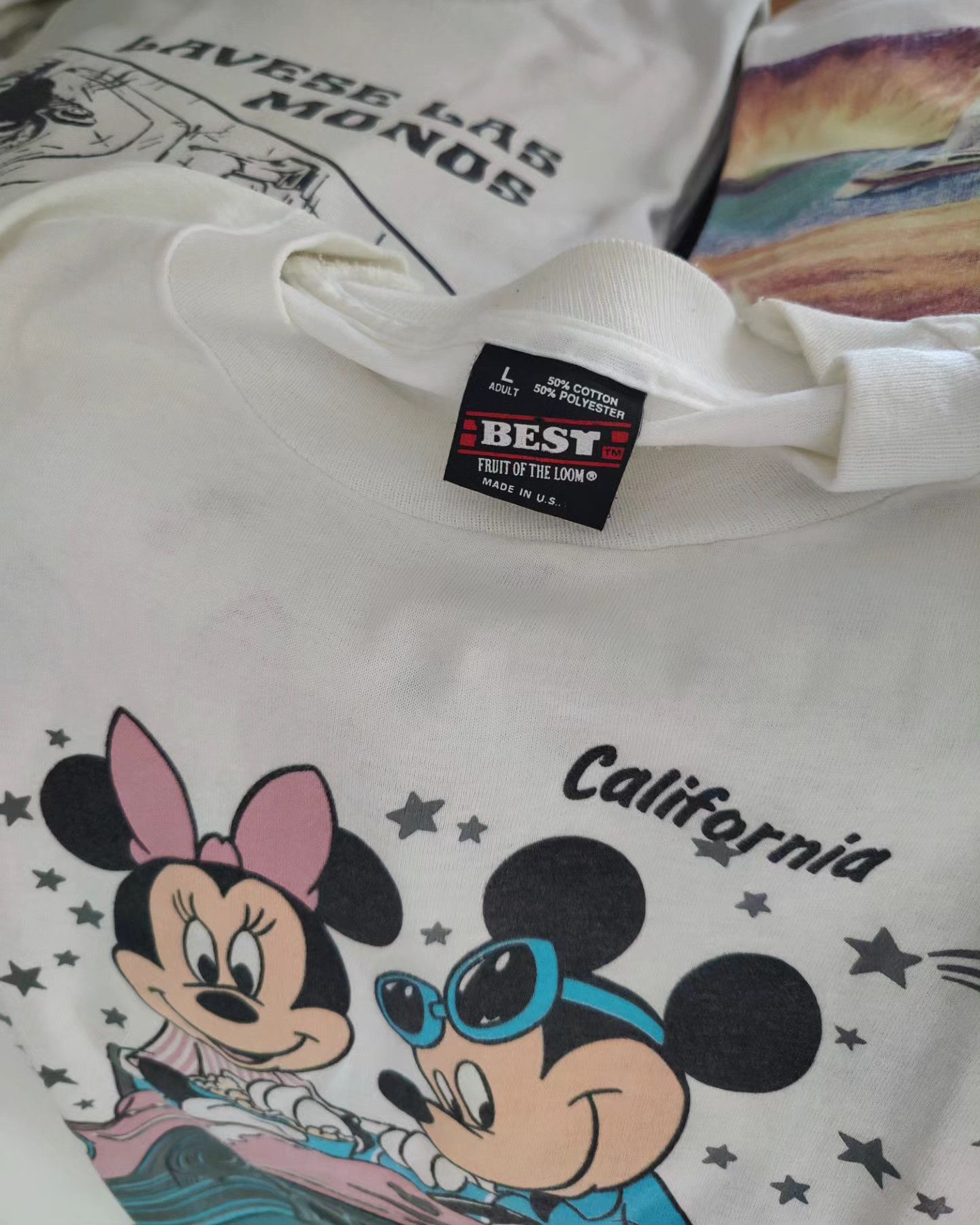 Disney × Mickey Mouse × Vintage vintage 90s - Mickey ❤️ Minnie (double-sided) Size L / US 10 / IT 46 - 7 Thumbnail