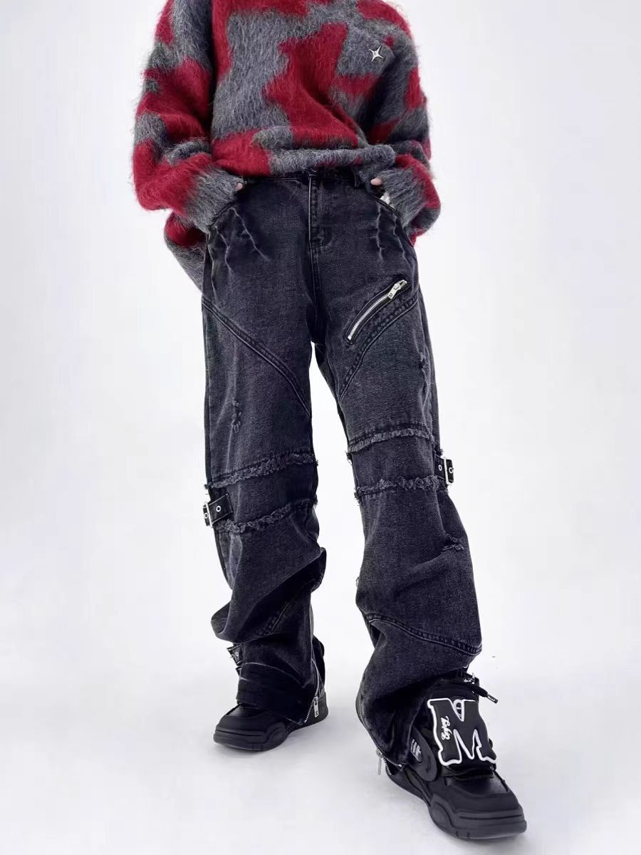 Japanese Brand × Jean Street punk style micro flare jeans with zip design Size US 31 - 3 Thumbnail