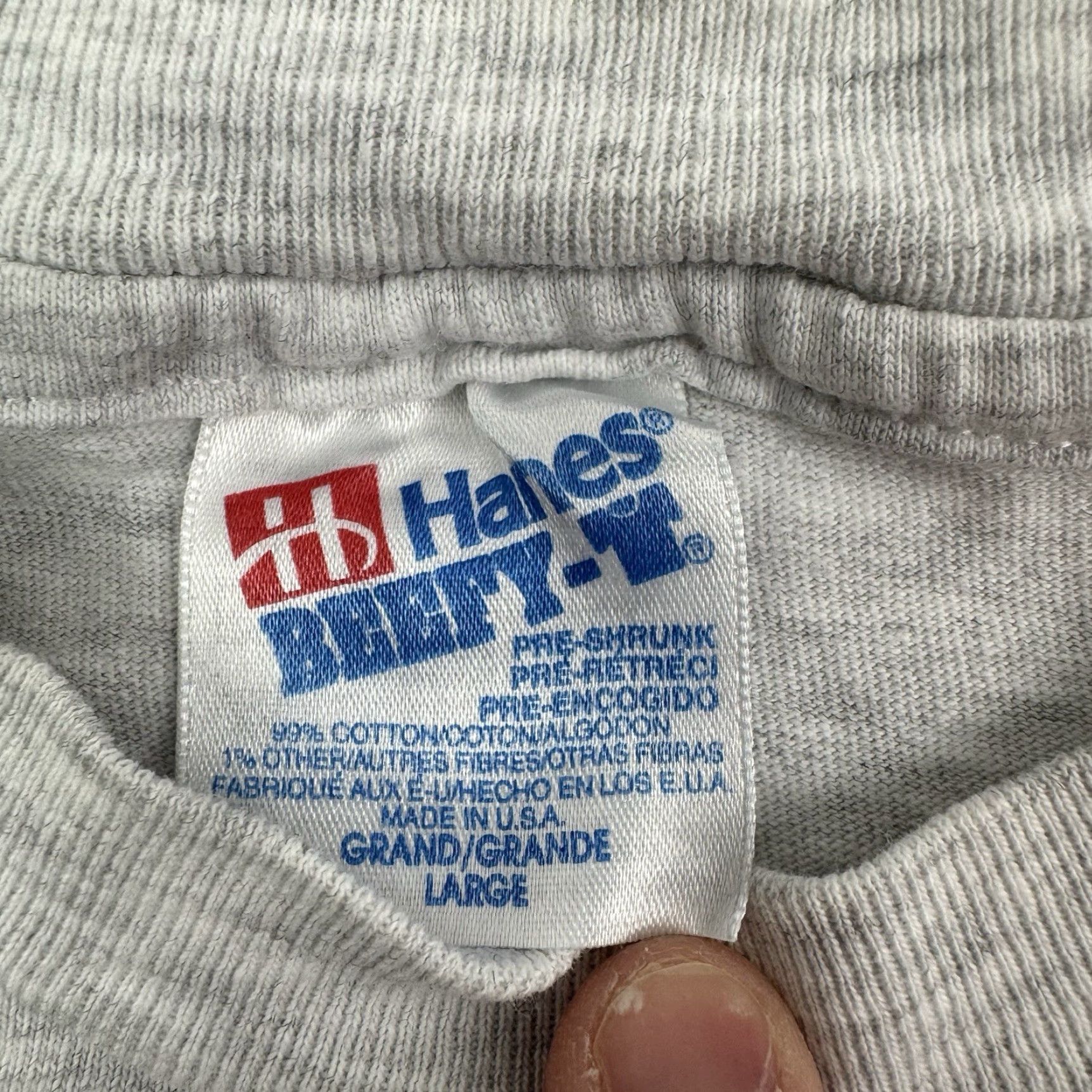 Hanes VINTAGE Hanes T-Shirt Shirt Adult Large Gray USA 90s Mens Size US L / EU 52-54 / 3 - 4 Thumbnail