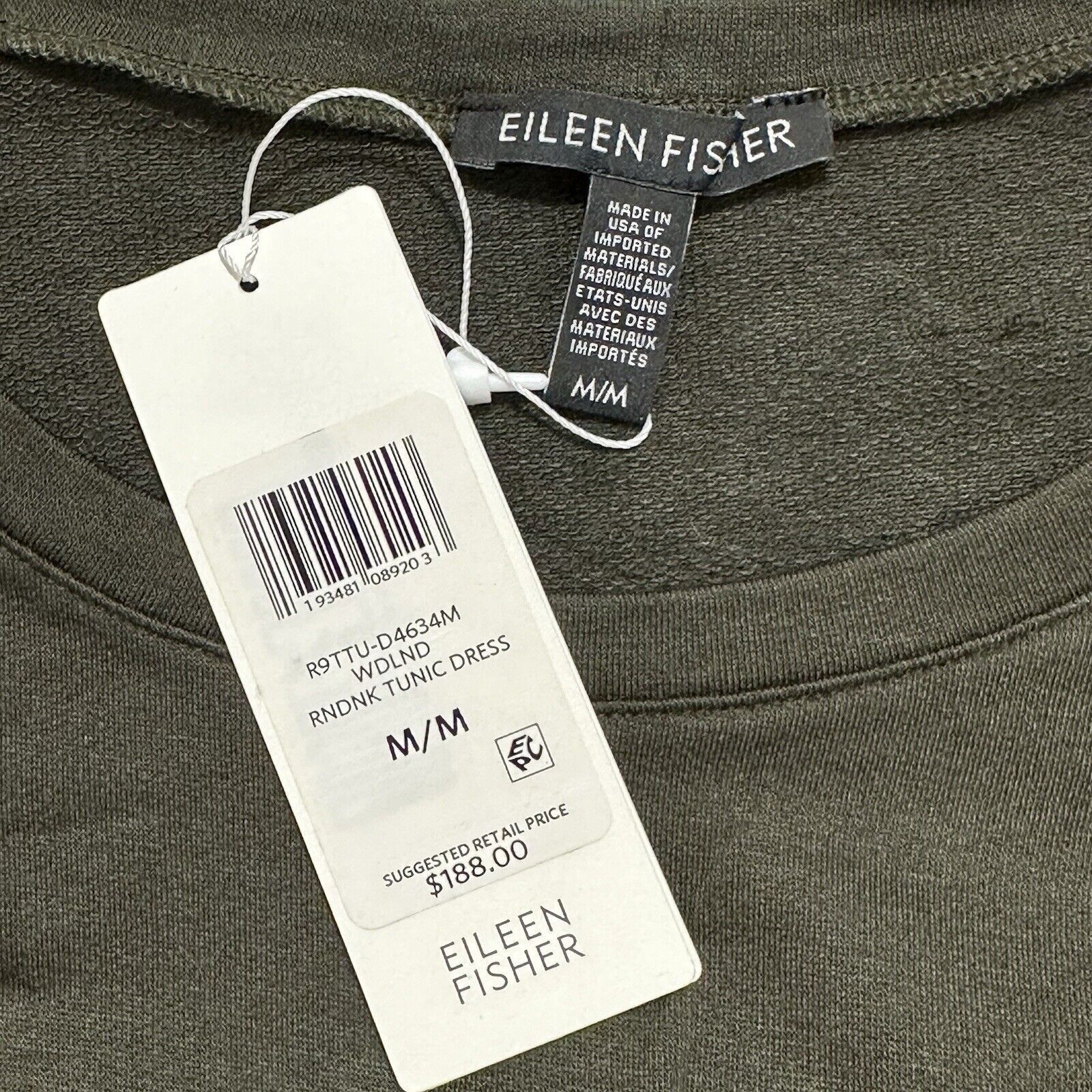 Eileen Fisher Eileen Fisher Medium Dark Green Round Neck Tunic Dress Size M / US 6-8 / IT 42-44 - 3 Thumbnail