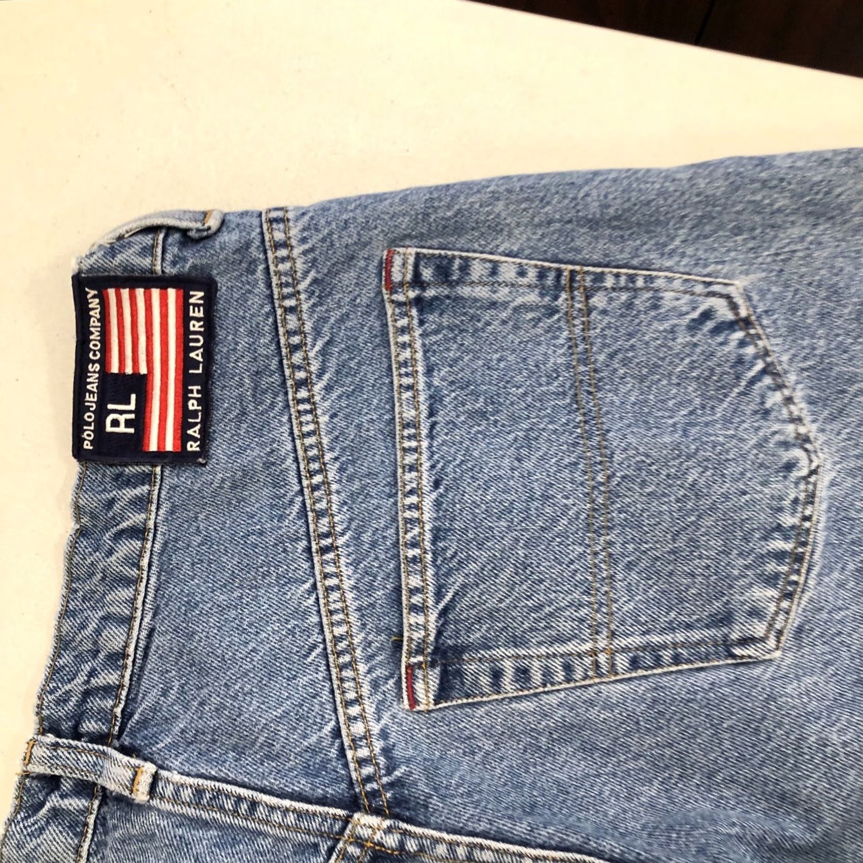 Polo Ralph Lauren VINTAGE Polo Ralph Lauren Denim Shorts Banner Flag 80s 90s Distressed Blue Polo Ralph Lauren Mens 33 34x11 34x11 Regular Inseam 11" Relaxed High Rise Size US S / EU 44-46 / 1 - 7 Thumbnail