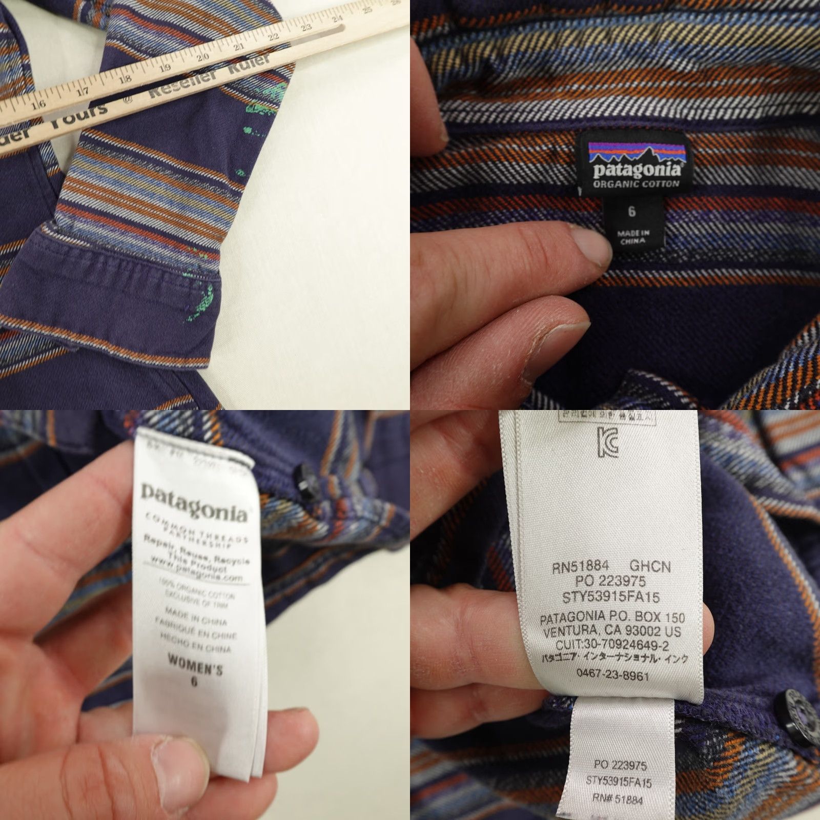 Patagonia Patagonia Shirt Women 6 Blue Gray Stripes Button Up Fjord Flannel Midweight Top Size M / US 6-8 / IT 42-44 - 8 Thumbnail