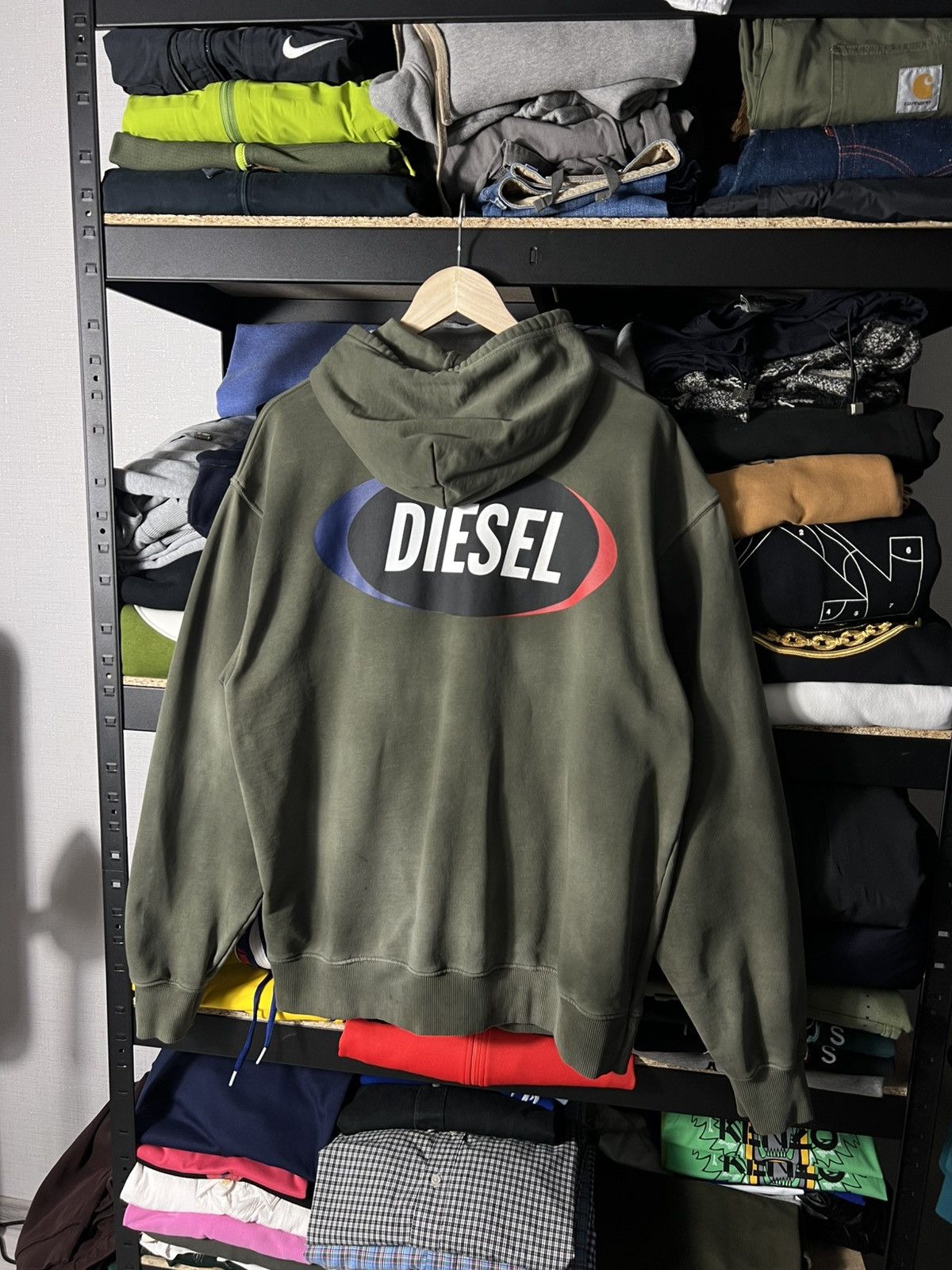 Diesel 🔥NWT Diesel Smile in Life Washed Logo Hoodie Olive Green L Size US L / EU 52-54 / 3 - 1 Thumbnail