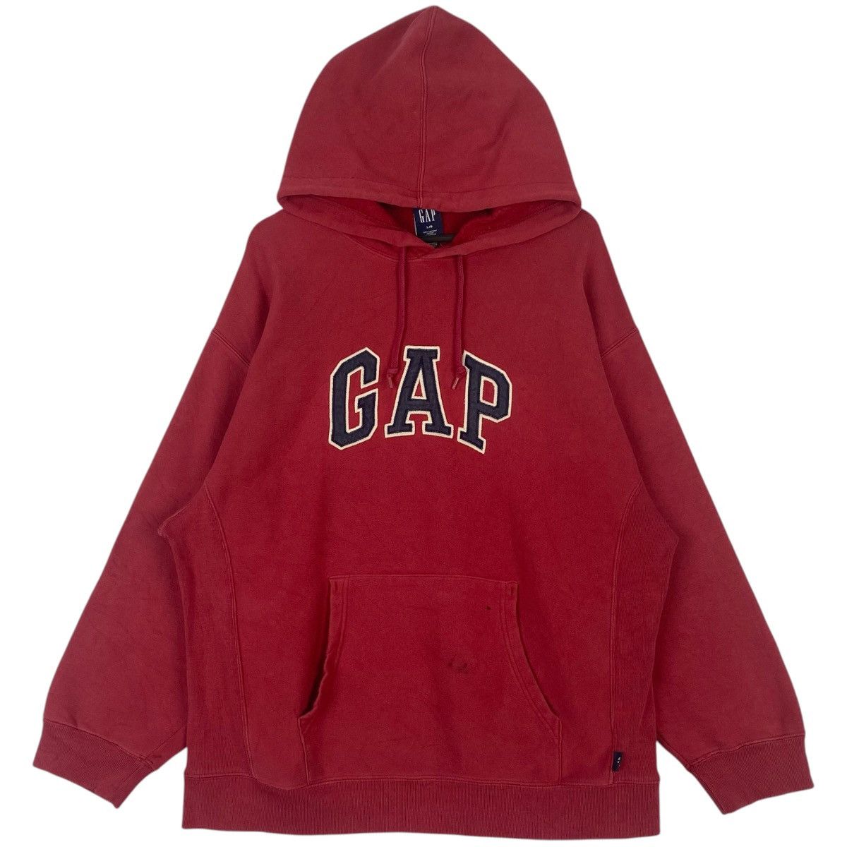 Gap × Vintage Vintage GAP Hoodie Full Zip Big Logo Embroidered Red Size L Size US L / EU 52-54 / 3 - 1 Thumbnail
