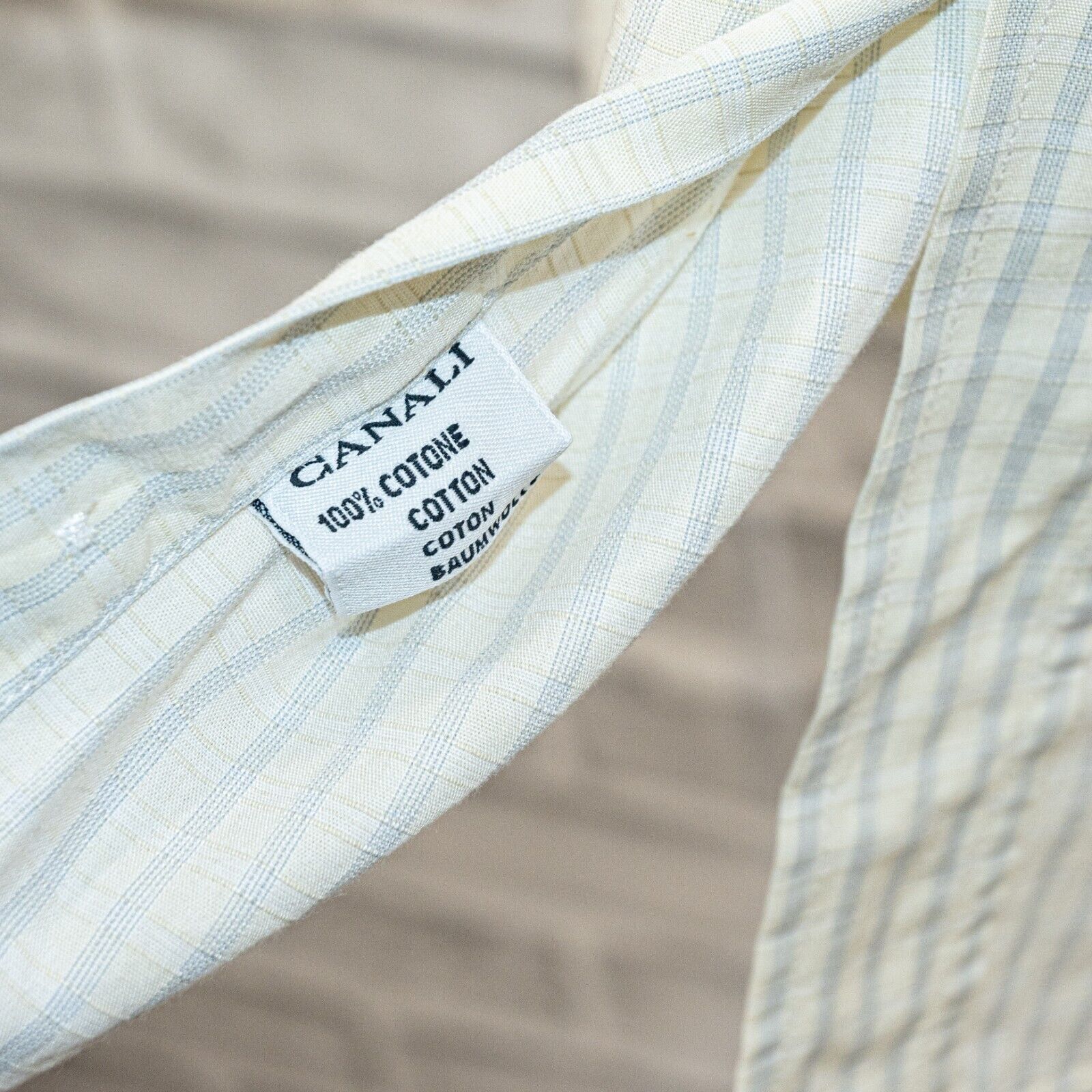 Canali CANALI Long Sleeve Button Down Dress Shirt Beige striped Size US M / EU 48-50 / 2 - 7 Thumbnail