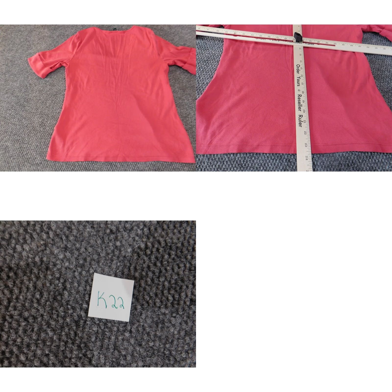 Ralph Lauren Lauren Ralph Lauren Womens Blouse L Pink Crew Neck Short Sleeve Pullover Knit 100% Cotton Casual Button Basic Classic Regular Size L / US 10 / IT 46 - 8 Thumbnail