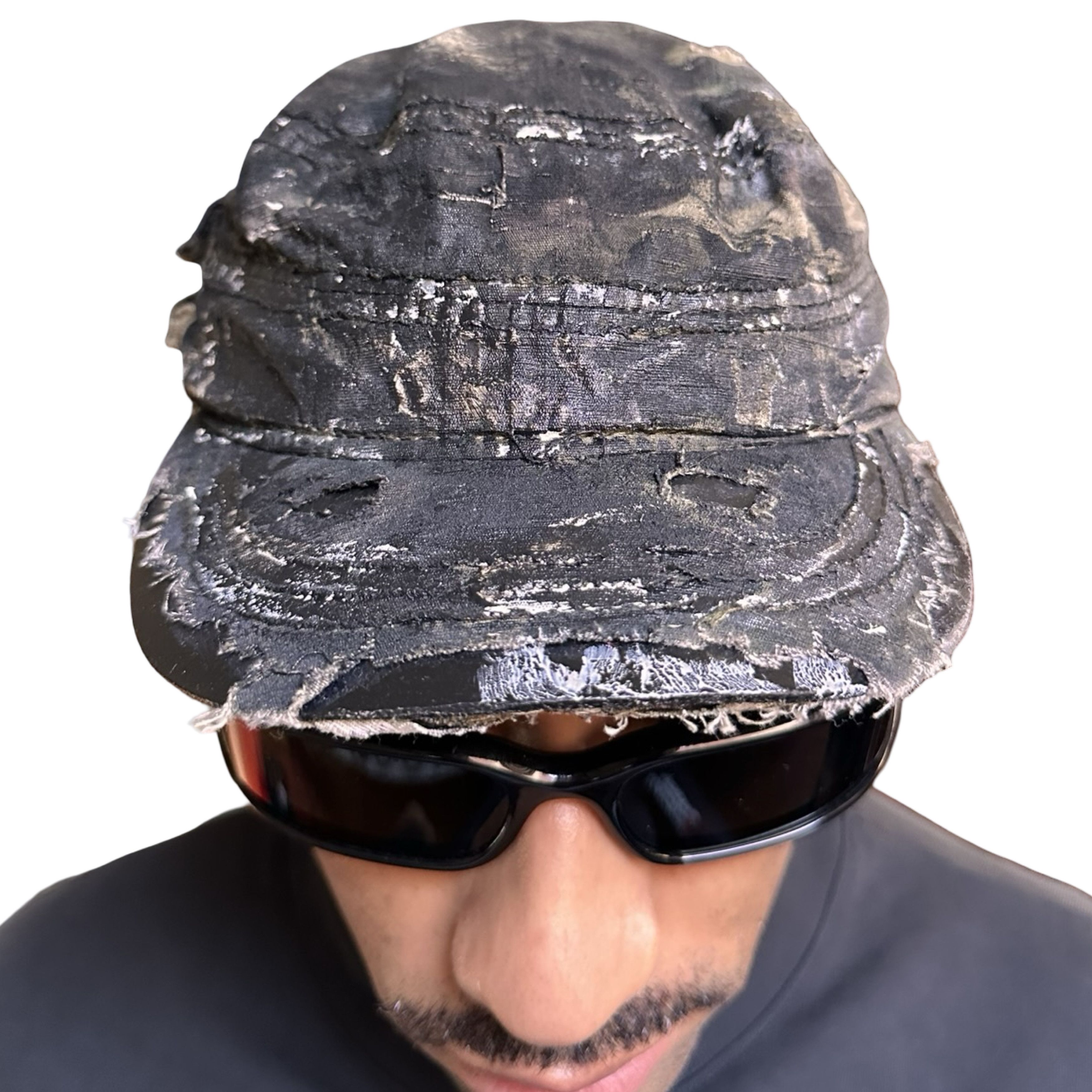 Vintage ASTROBOI* Retro Green Distressed Camouflage Painted Hat Size ONE SIZE - 3 Thumbnail