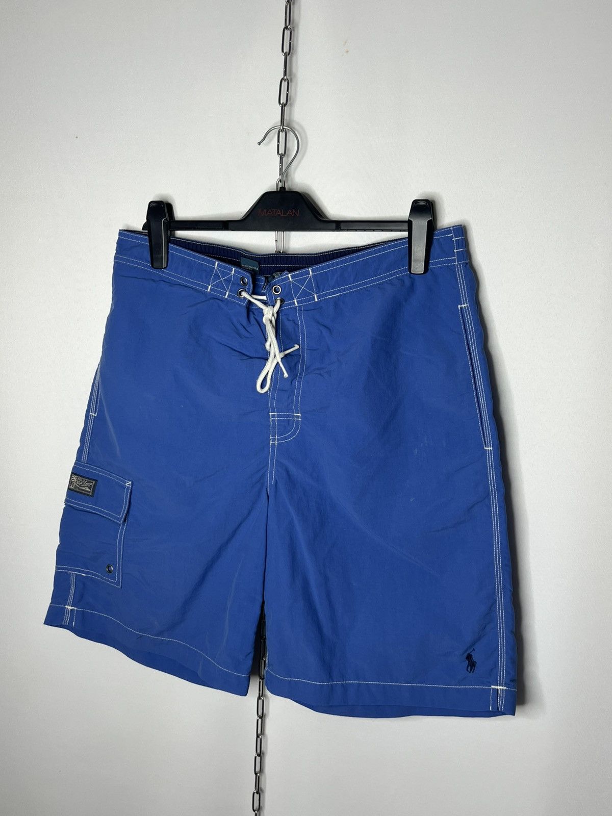 Polo Ralph Lauren Vintage Polo Ralph Lauren Swimwear Nylon Shorts Blue Size US 34 / EU 50 - 2 Thumbnail