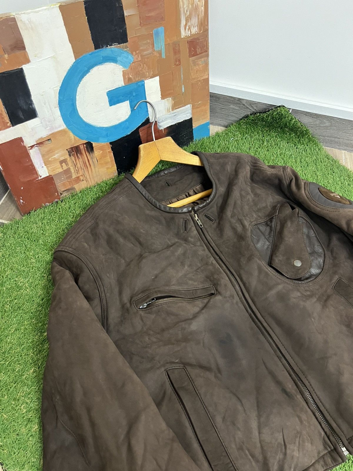 RARE 90s Archive Armani Jeans Flight Pilot Leather Bomber