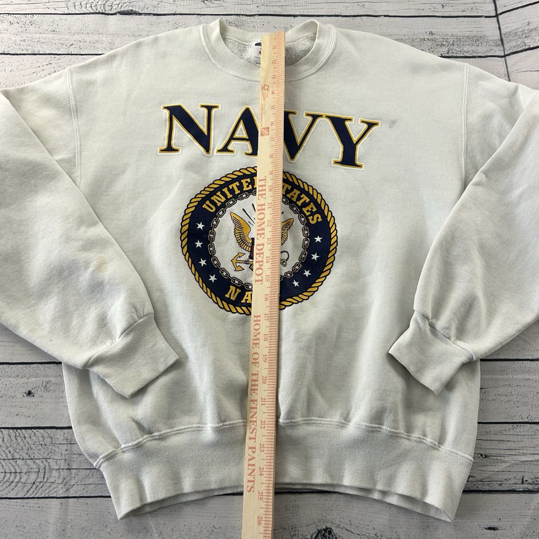 Jerzees VINTAGE U.S. NAVY Jerzees Super Sweats Pullover Crewneck Sweatshirt Men’s Large Shirt Mens L White Jerzees Navy 90s? Size US L / EU 52-54 / 3 - 5 Thumbnail