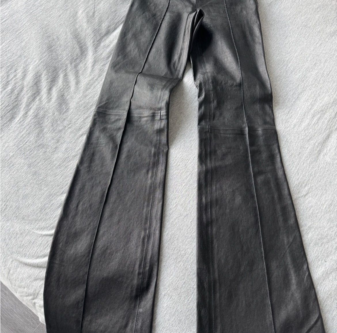Helmut Lang Helmut Lang black lambskin side zip leather bootcut pants Size 24" / US 00 / IT 34 - 2 Thumbnail