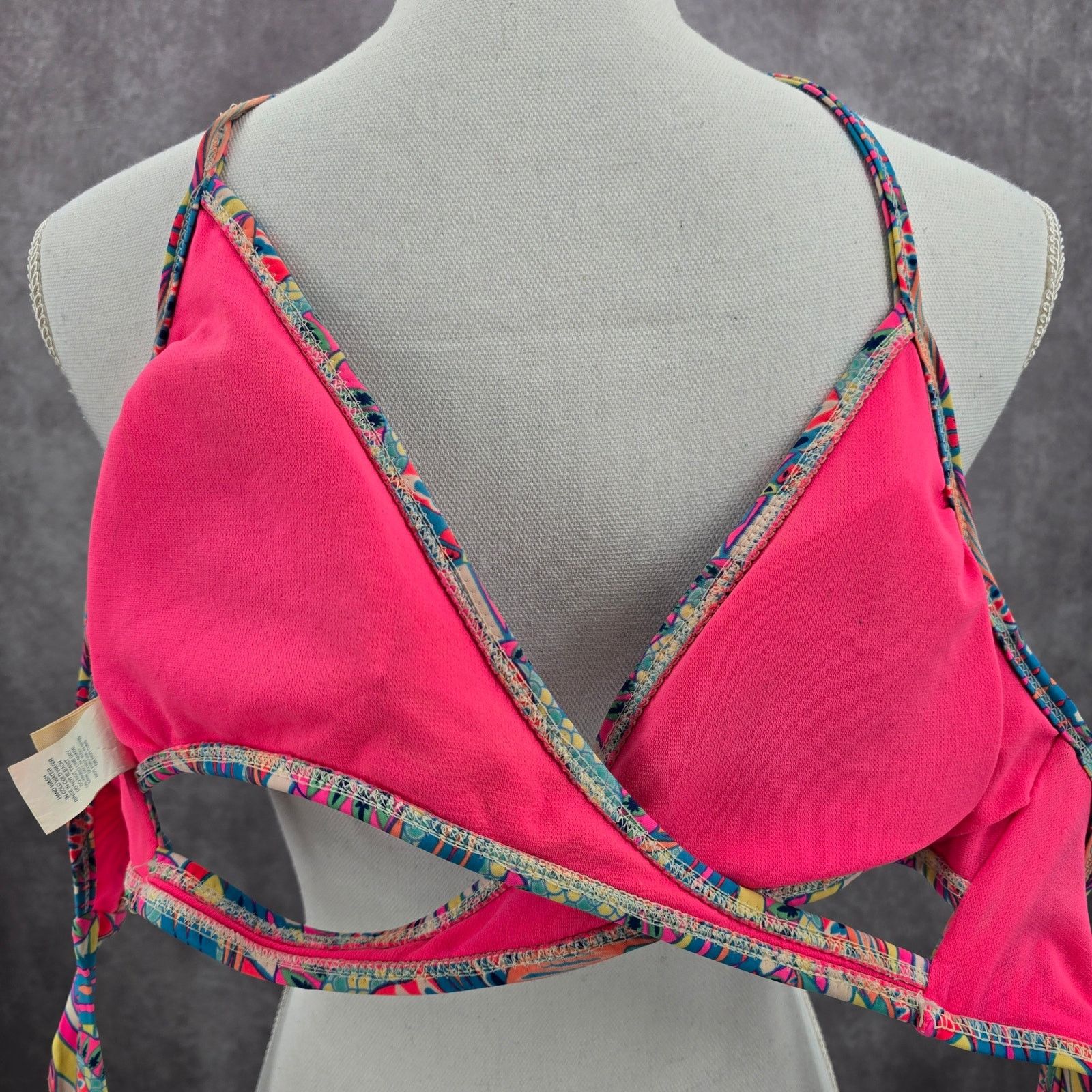 Other Urban Sea Pink Print String Tie Bikini Top Swimwear Medium Size ONE SIZE - 5 Thumbnail