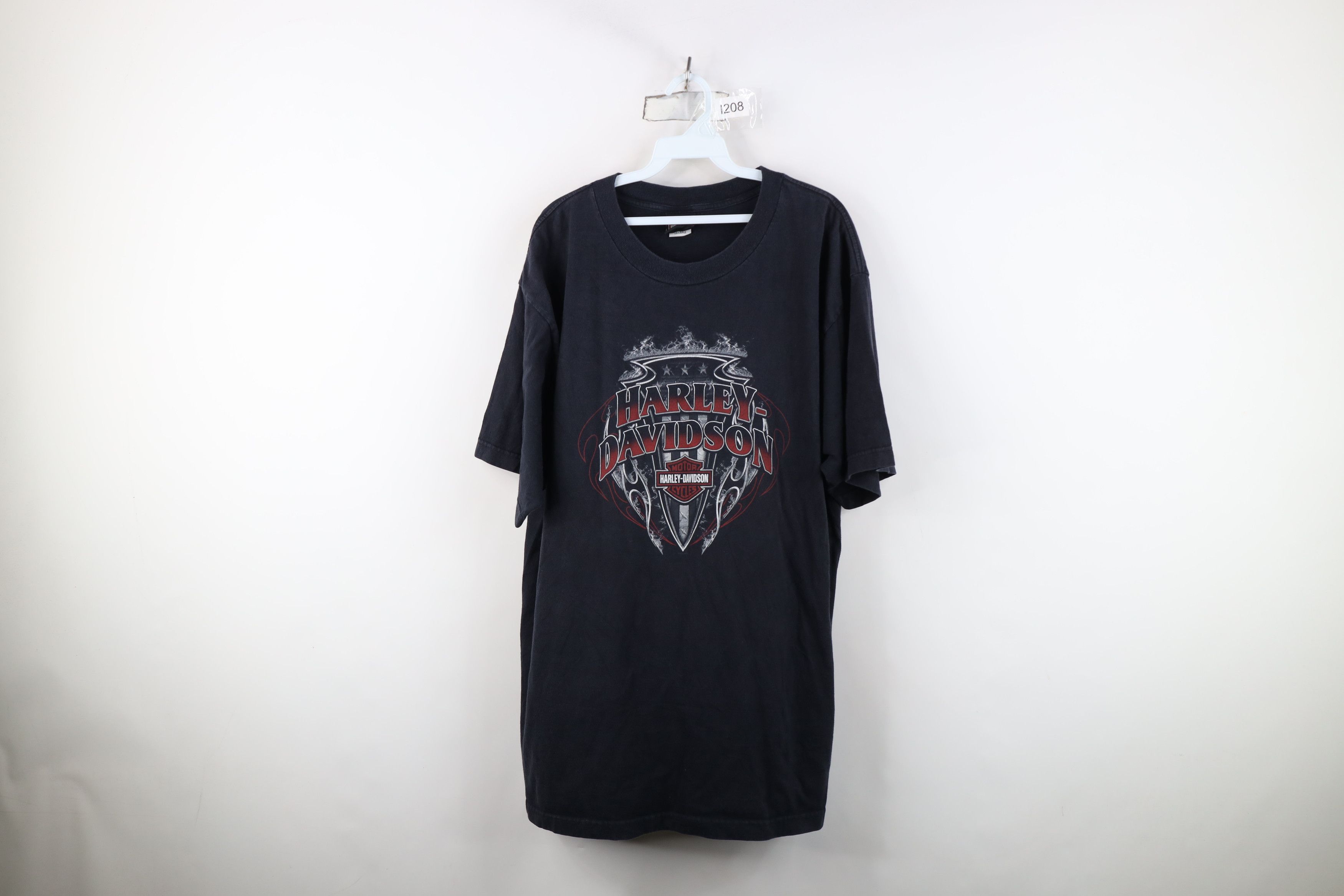 Vintage Y2K Harley Davidson Fire Flames T-Shirt Black USA