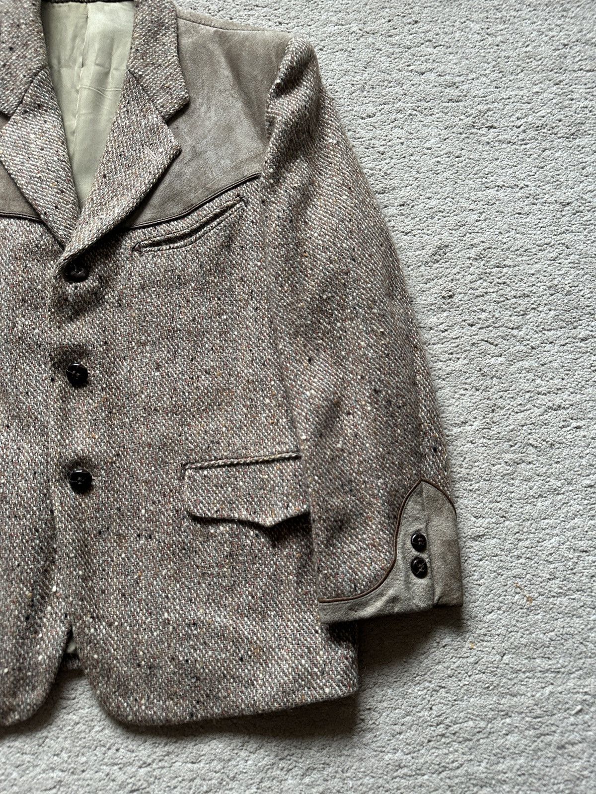 Yohji Yamamoto 1990s Work’s Tweed Leather Jacket Size US L / EU 52-54 / 3 - 2 Thumbnail