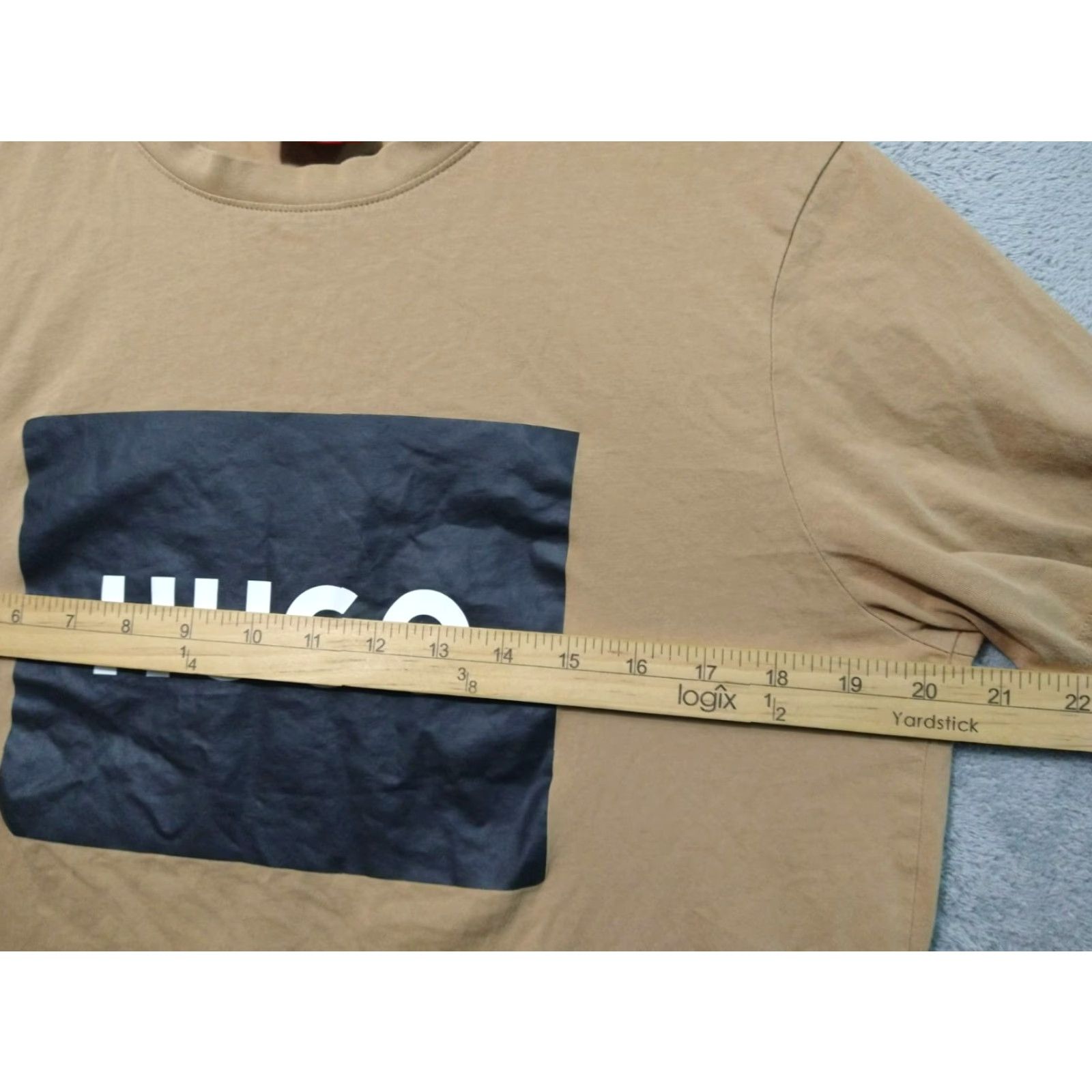 Hugo Boss HUGO BOSS Shirt Mens Medium Beige Graphic Print Short Sleeve Crew Neck Logo Size US M / EU 48-50 / 2 - 4 Thumbnail