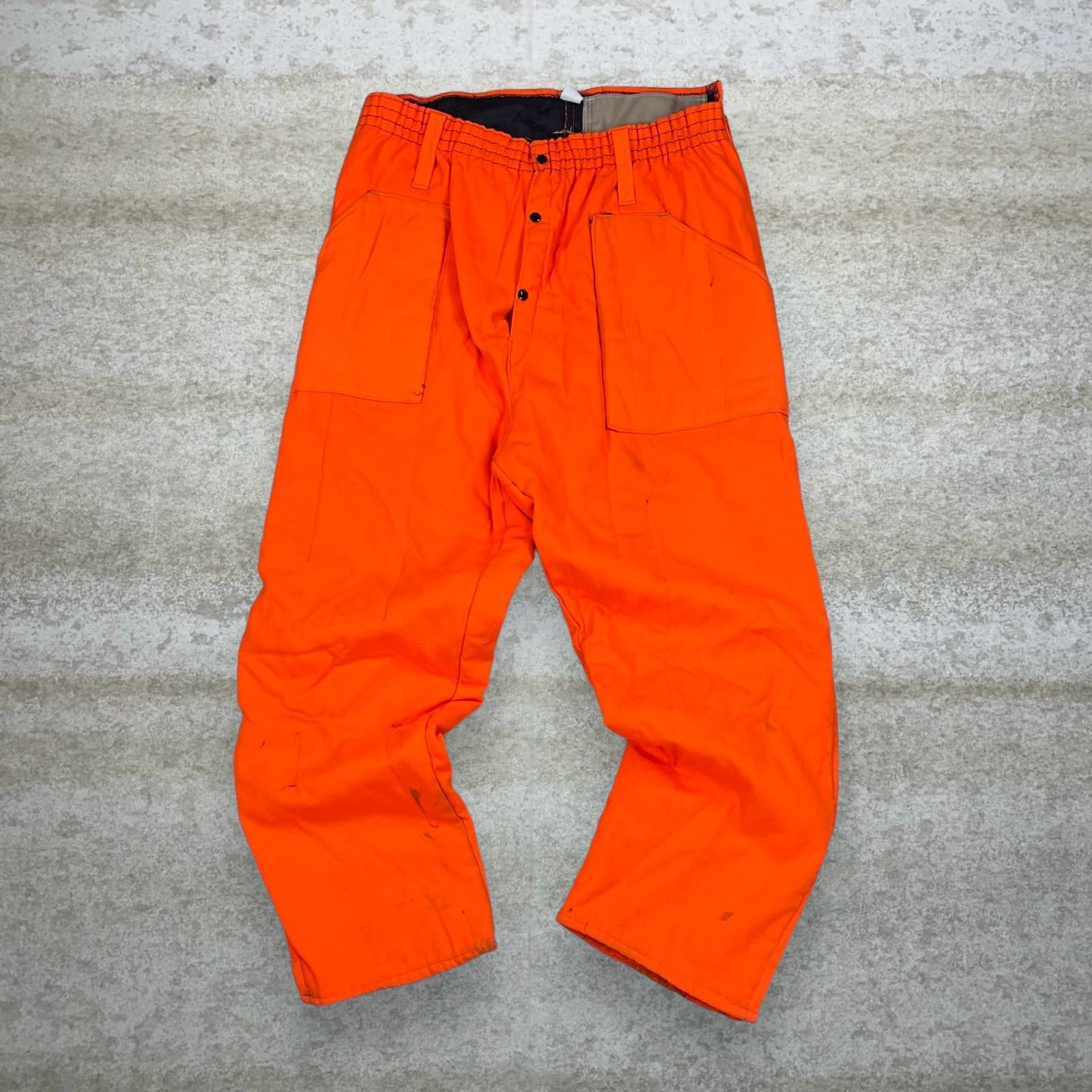 Image of True Vintage Snow Pants Neon Orange Baggy Insulated 70S, Men's (Size 36)