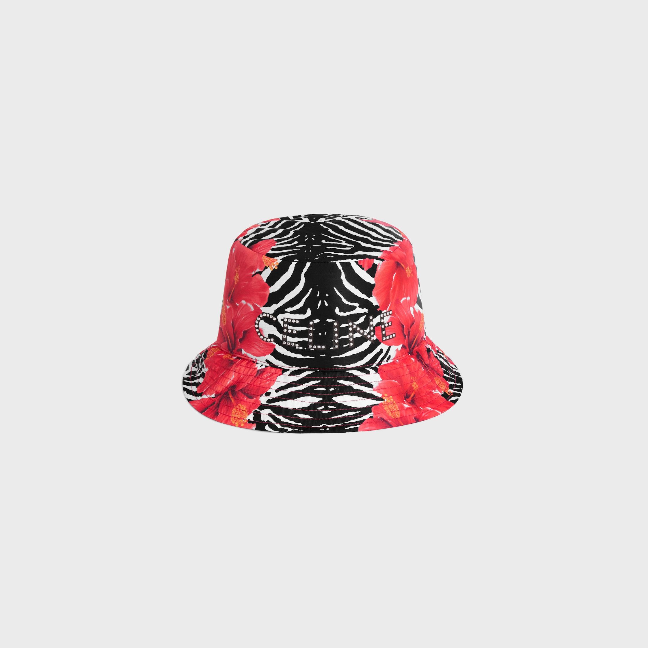 Celine CELINE STUDS BUCKET HAT IN HIBISCUS ZEBRA NYLON Size ONE SIZE - 1 Thumbnail