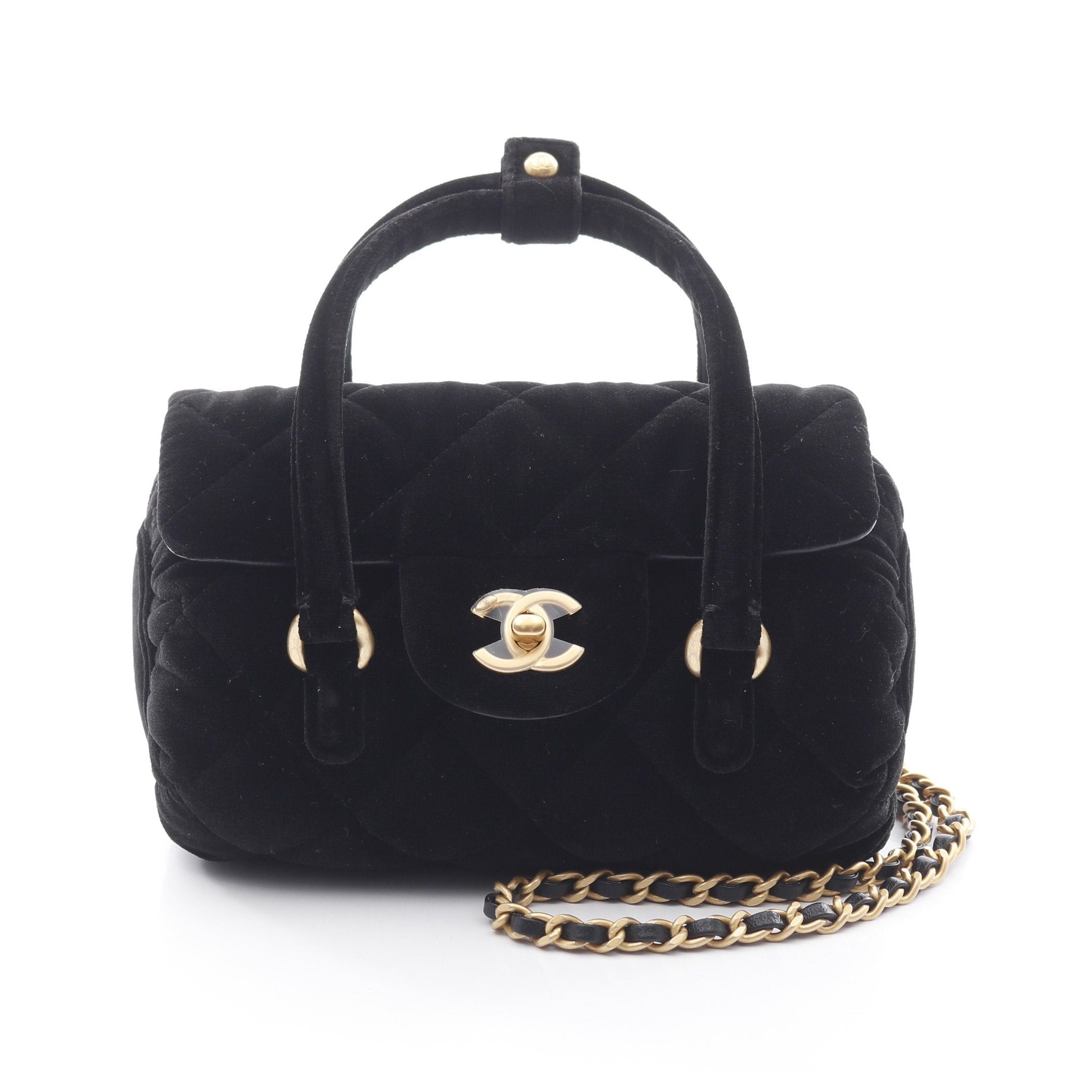 Chanel Chanel Matelasse Chain Shoulder Bag Velor Black Gold Hardware Size ONE SIZE - 1 Thumbnail
