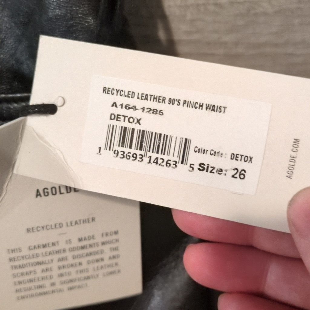 Agolde Agolde Recycle Leather 90's Pinch Waist In Detox Black Sz 26 Size 26" / US 2 / IT 38 - 4 Thumbnail