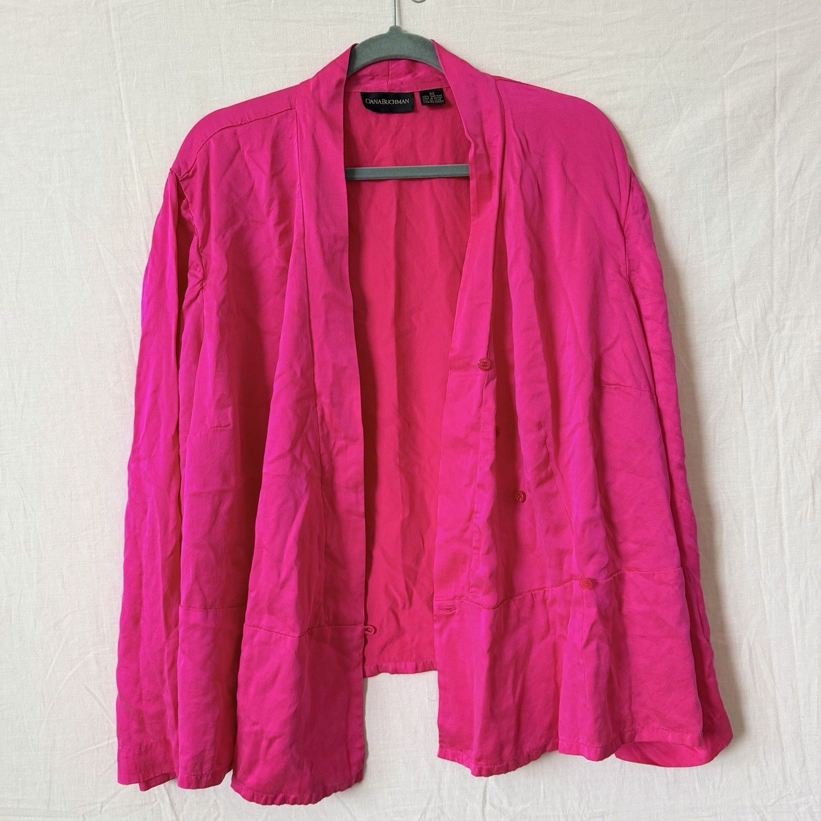 Other Dana Buchman 100% Silk Wrap Blouse Womens 22 Pink Fuchsia Size 3XL / US 20-22 - 4 Thumbnail