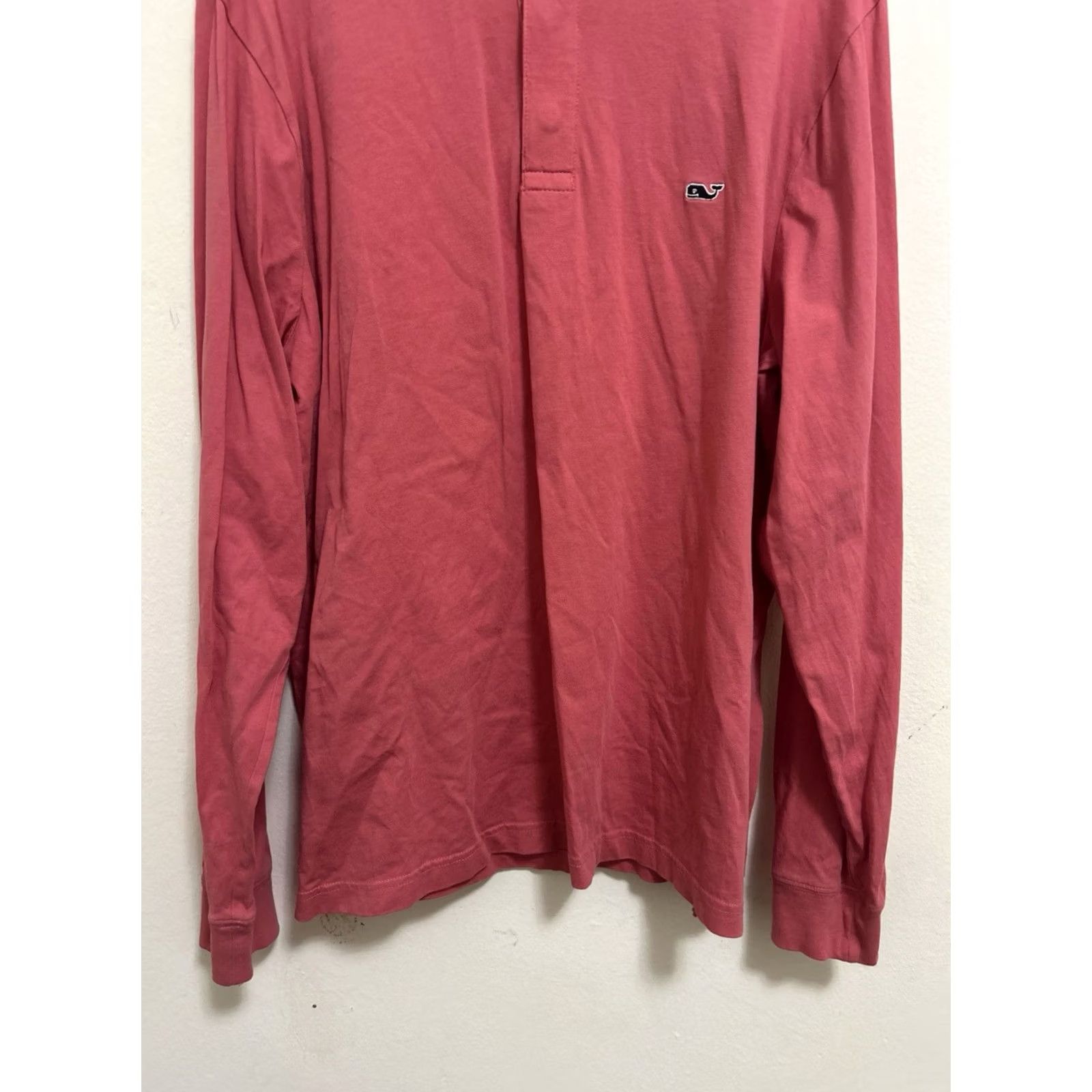 Vineyard Vines Vineyard Vines Shirt Mens M Pink Salmon 100% Cotton Long Sleeve Polo Regular Knit Whale Logo Buttoned Collar Size US M / EU 48-50 / 2 - 3 Thumbnail
