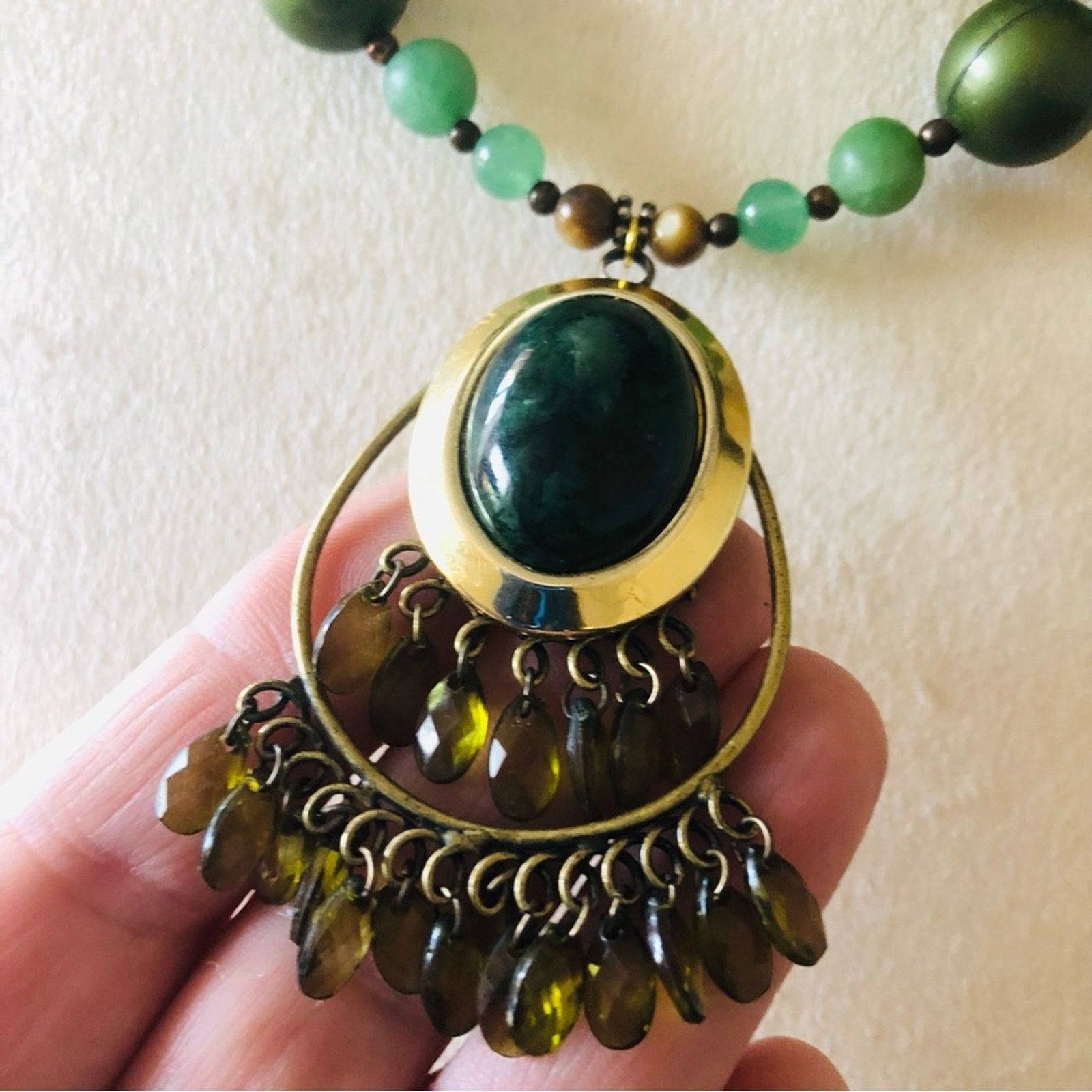 Handmade Handcrafted repurpose double strand aventurine necklace Size ONE SIZE - 8 Thumbnail