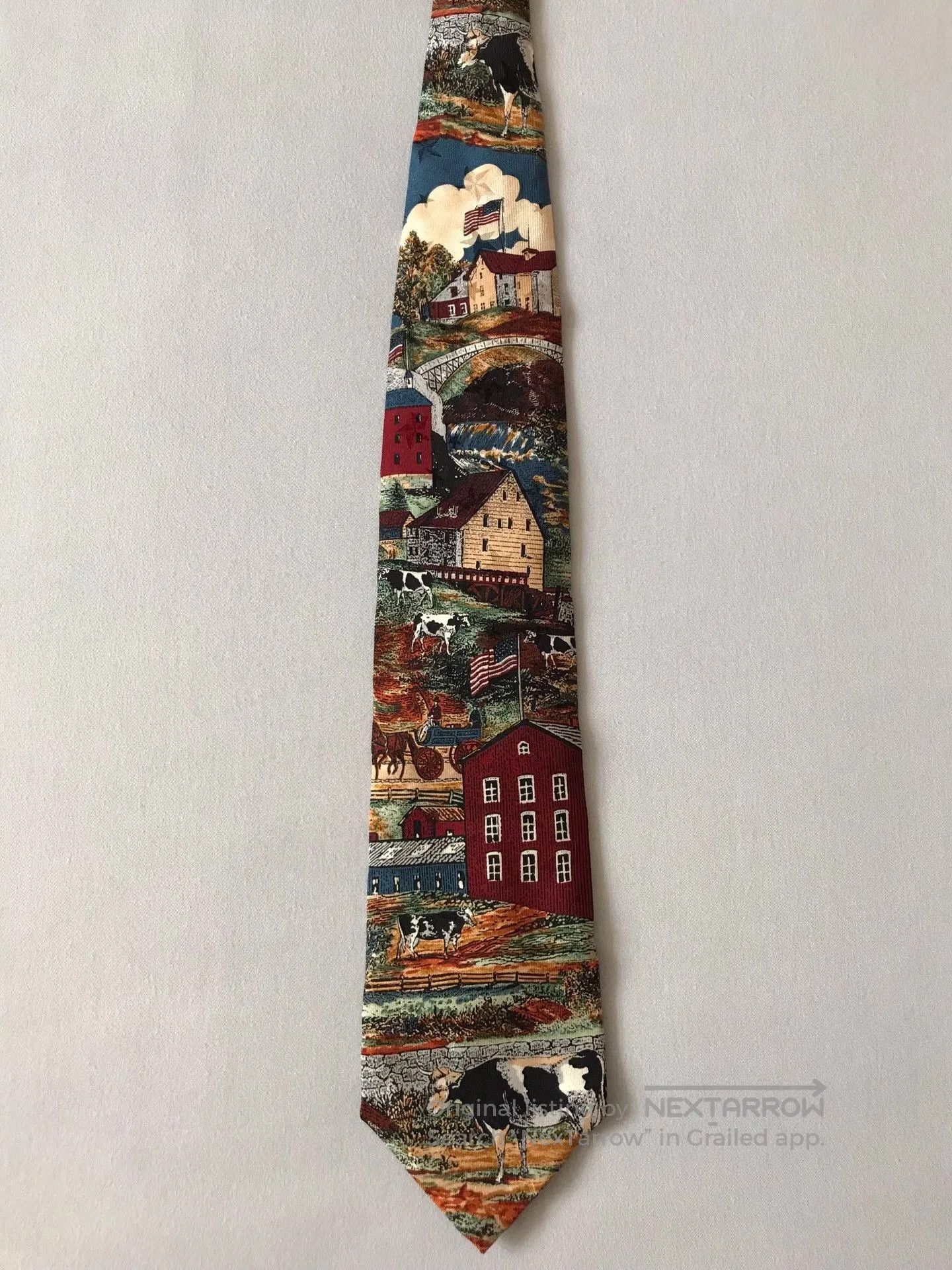 Vintage Vintage USA Oil Painting Silk Tie. Size ONE SIZE - 1 Thumbnail