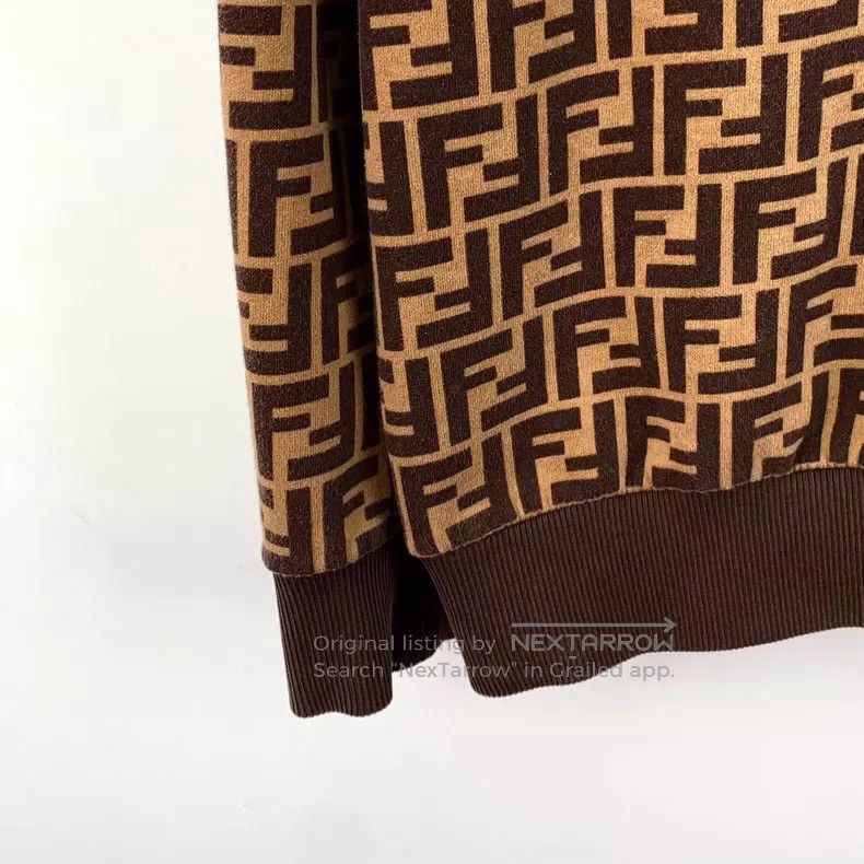 Fendi Fendi Dark brown cotton logo letter all-over print hooded Size US L / EU 52-54 / 3 - 4 Thumbnail