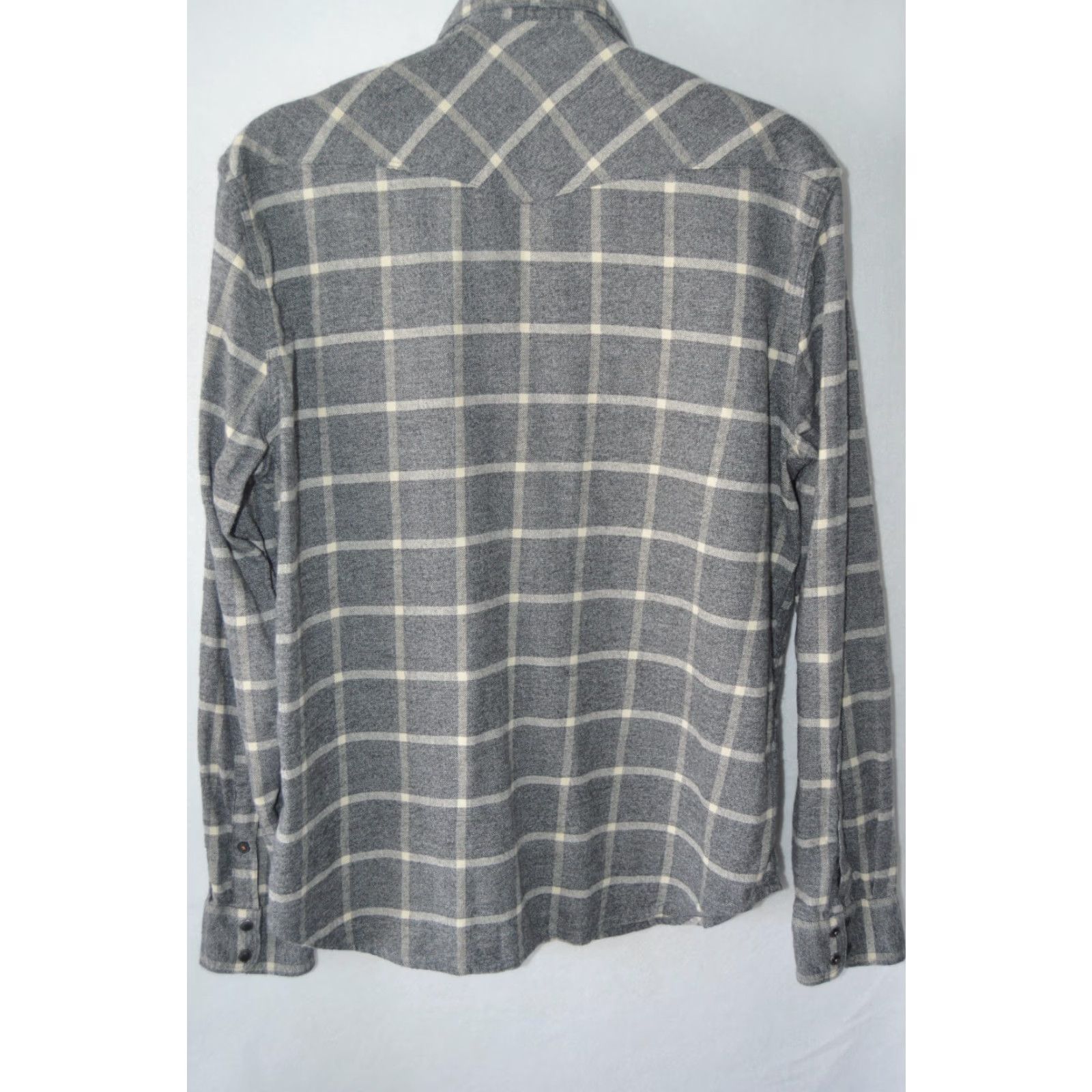 Lucky Brand VINTAGE Lucky Brand Saturday Stretch Snap Western Plaid Flannel Shirt Men's Large Gray Size US L / EU 52-54 / 3 - 2 Thumbnail
