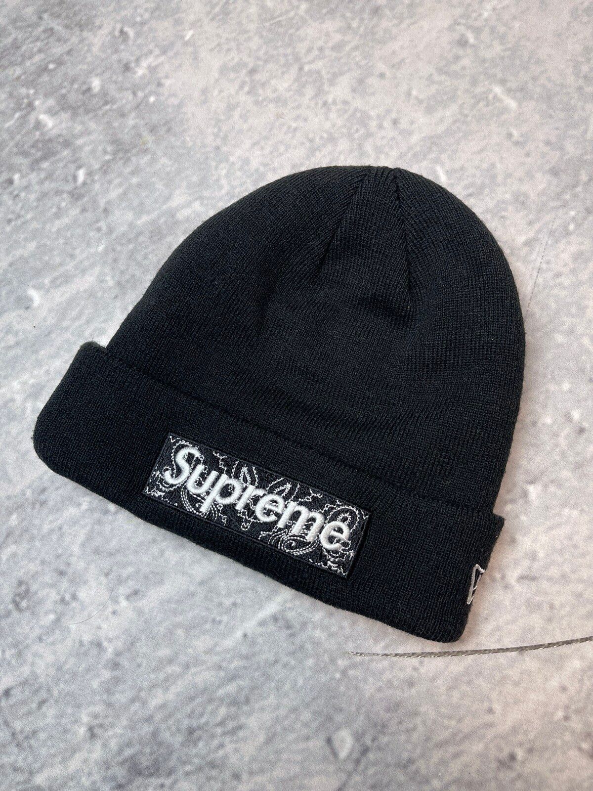 Pre-owned Hype X Supreme Box Logo Bandana Beanie Hype Hat New Era Kizaru In Black