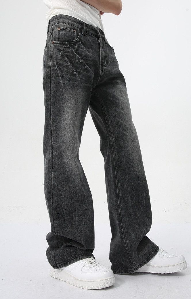Japanese Brand × Vintage Black washed lightning cracked bootcut jeans Size US 32 / EU 48 - 6 Thumbnail
