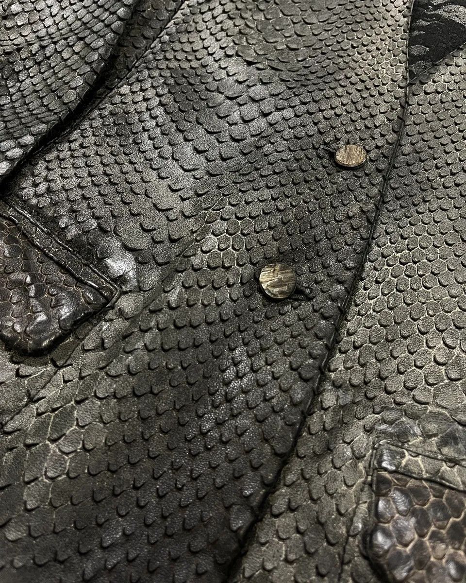 Giorgio Brato Giorgio Brato Grey Leather Snakeskin Effect Blazer Jacket Size M / US 6-8 / IT 42-44 - 7 Thumbnail