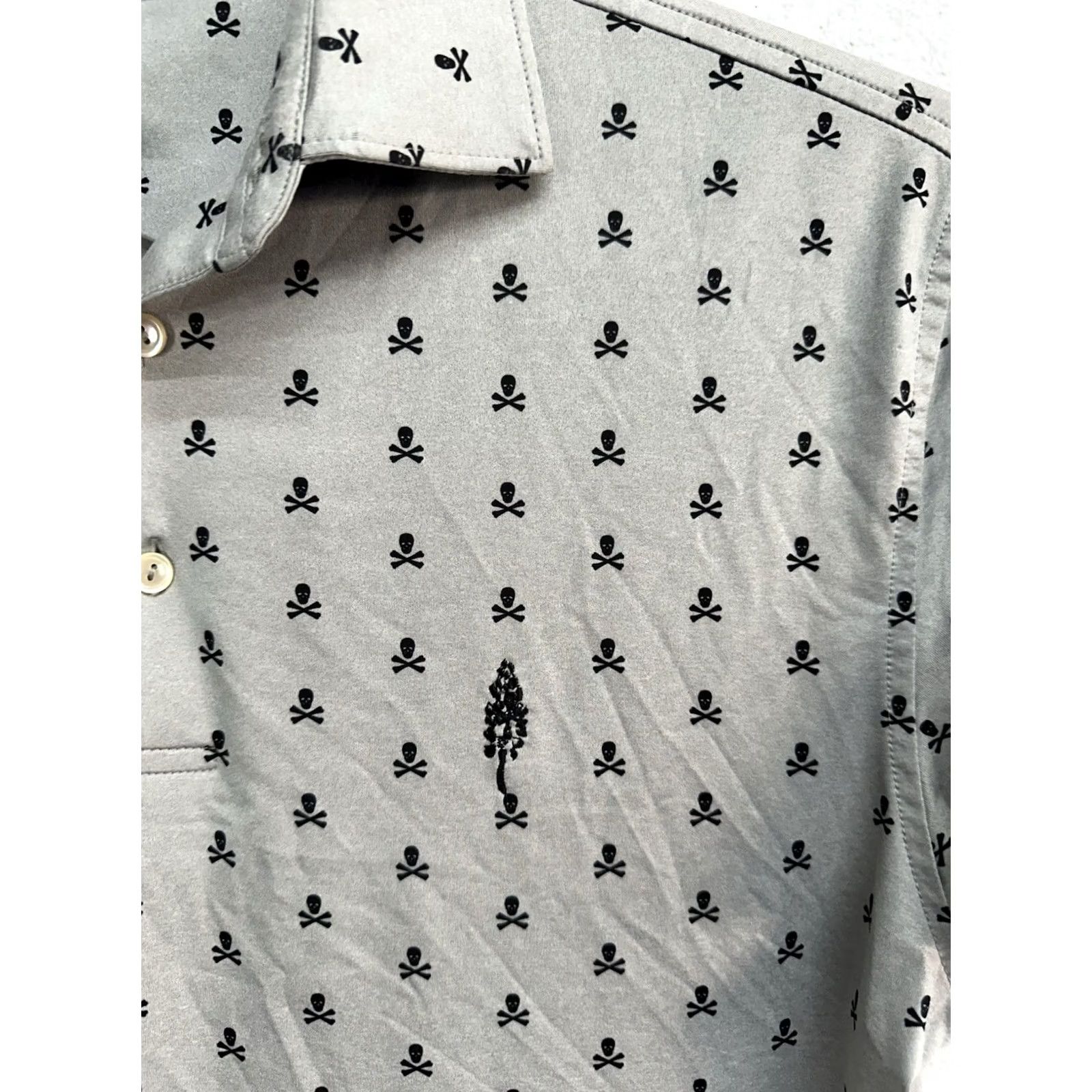 Peter Millar Peter Millar Summer Comfort Polo Shirt Men S Gray Skull & Crossbones Performance Polo Size US S / EU 44-46 / 1 - 3 Thumbnail