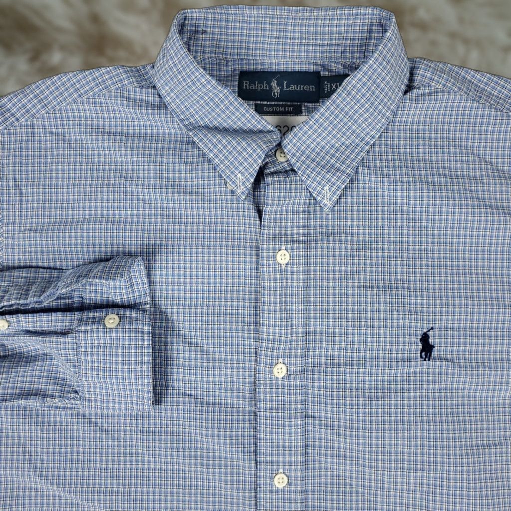 Ralph Lauren VINTAGE Ralph Lauren Shirt Men XL Blue White Plaid Long Sleeve Button-Down Classic Preppy Size US XL / EU 56 / 4 - 1 Thumbnail