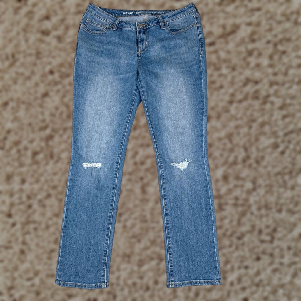 Old Navy Old Navy Jeans Womens 6 Blue Denim Boyfriend Straight Distressed Mid Rise 30x29 Size 28" / US 6 / IT 42 - 1 Thumbnail