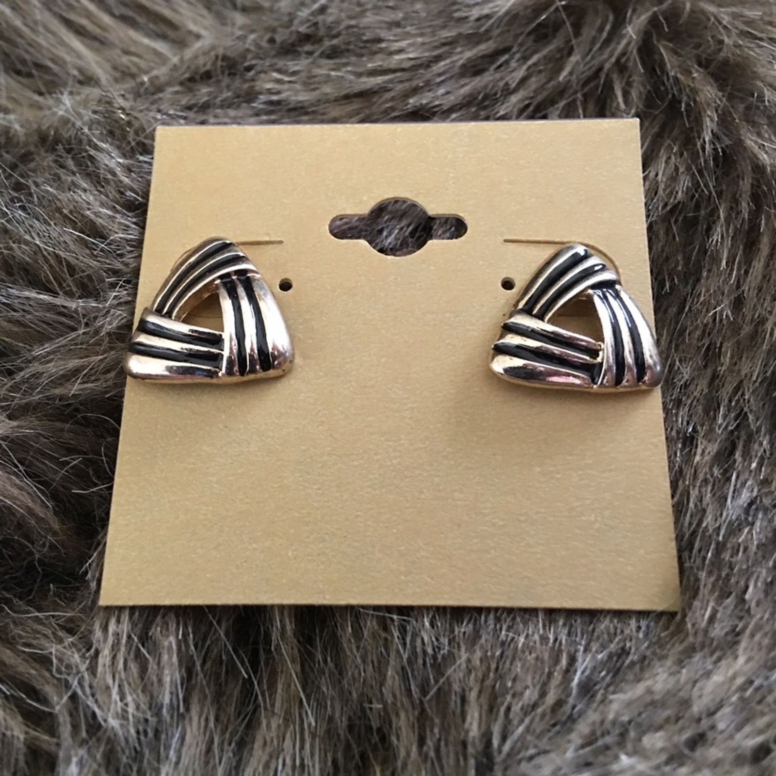 Vintage Vintage gold and black triangle pierced earrings Size ONE SIZE - 2 Thumbnail