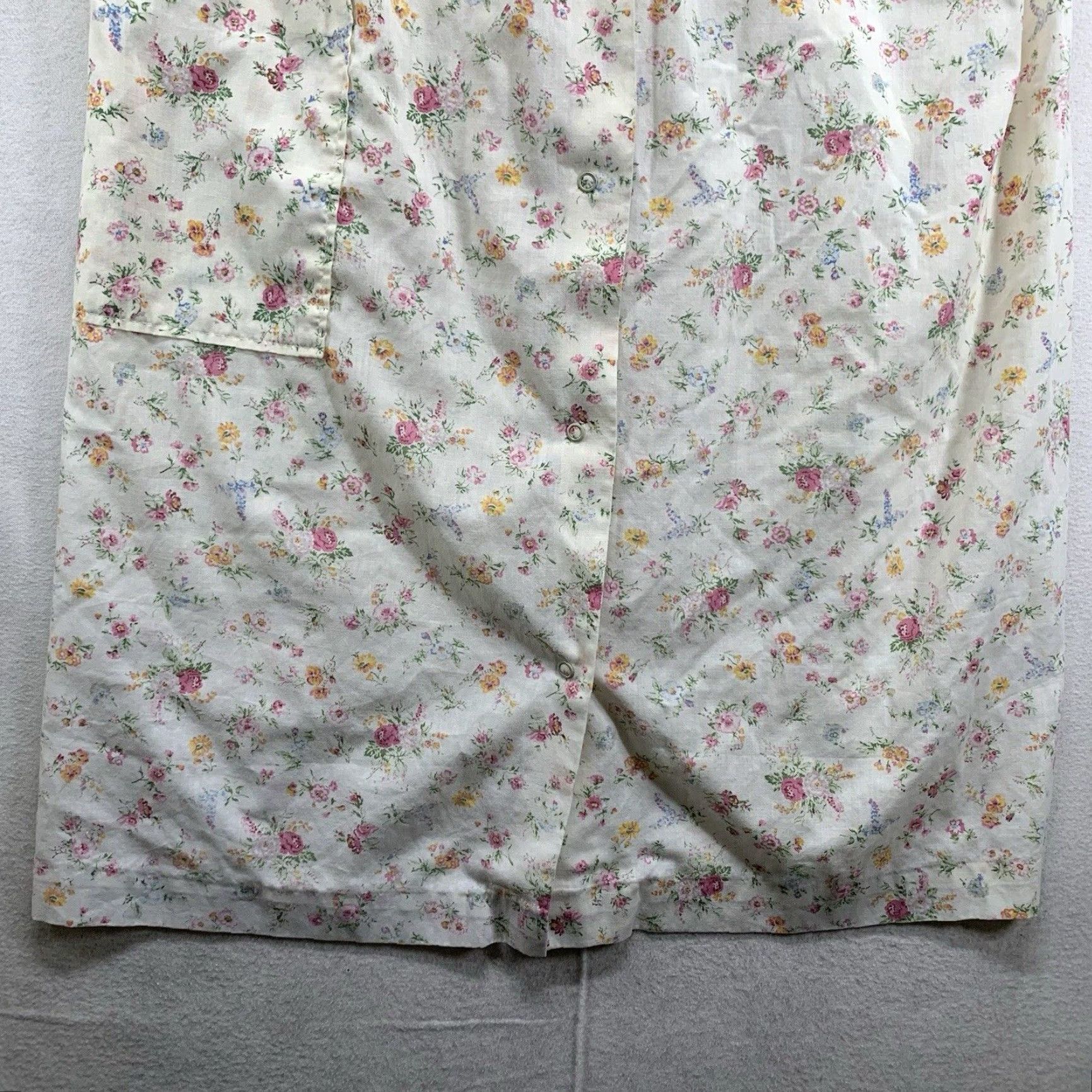 Vintage VINTAGE Women's Komar Floral Dress Casual Short Sleeve Cotton Sheath 80s 70s Retro All Over Pocket Lace Accents Size M / US 6-8 / IT 42-44 - 5 Thumbnail