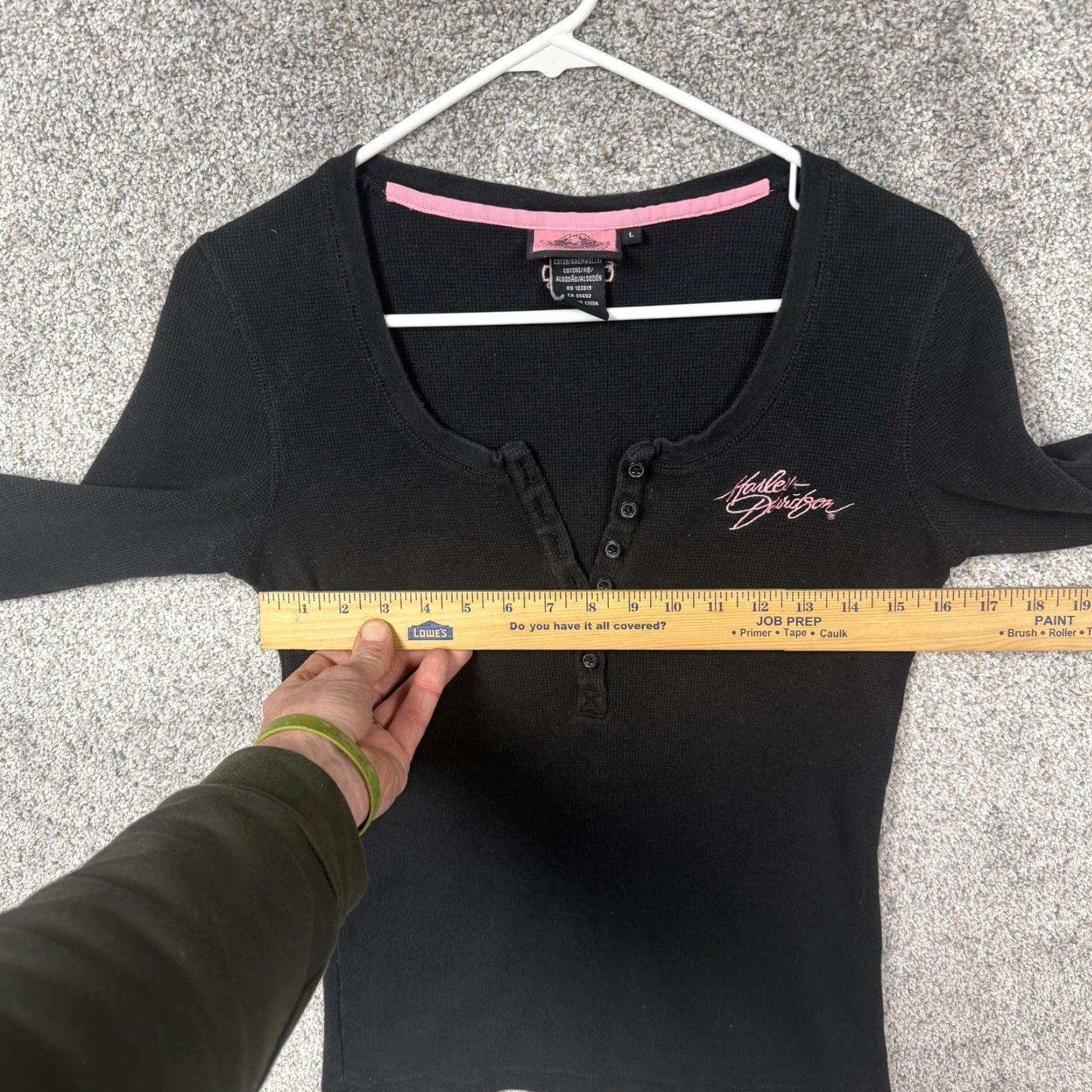 Harley Davidson Harley-Davidson Shirt Womens L Black Pink Thermal Henley Grunge Biker Moto Chic Size L / US 10 / IT 46 - 4 Thumbnail