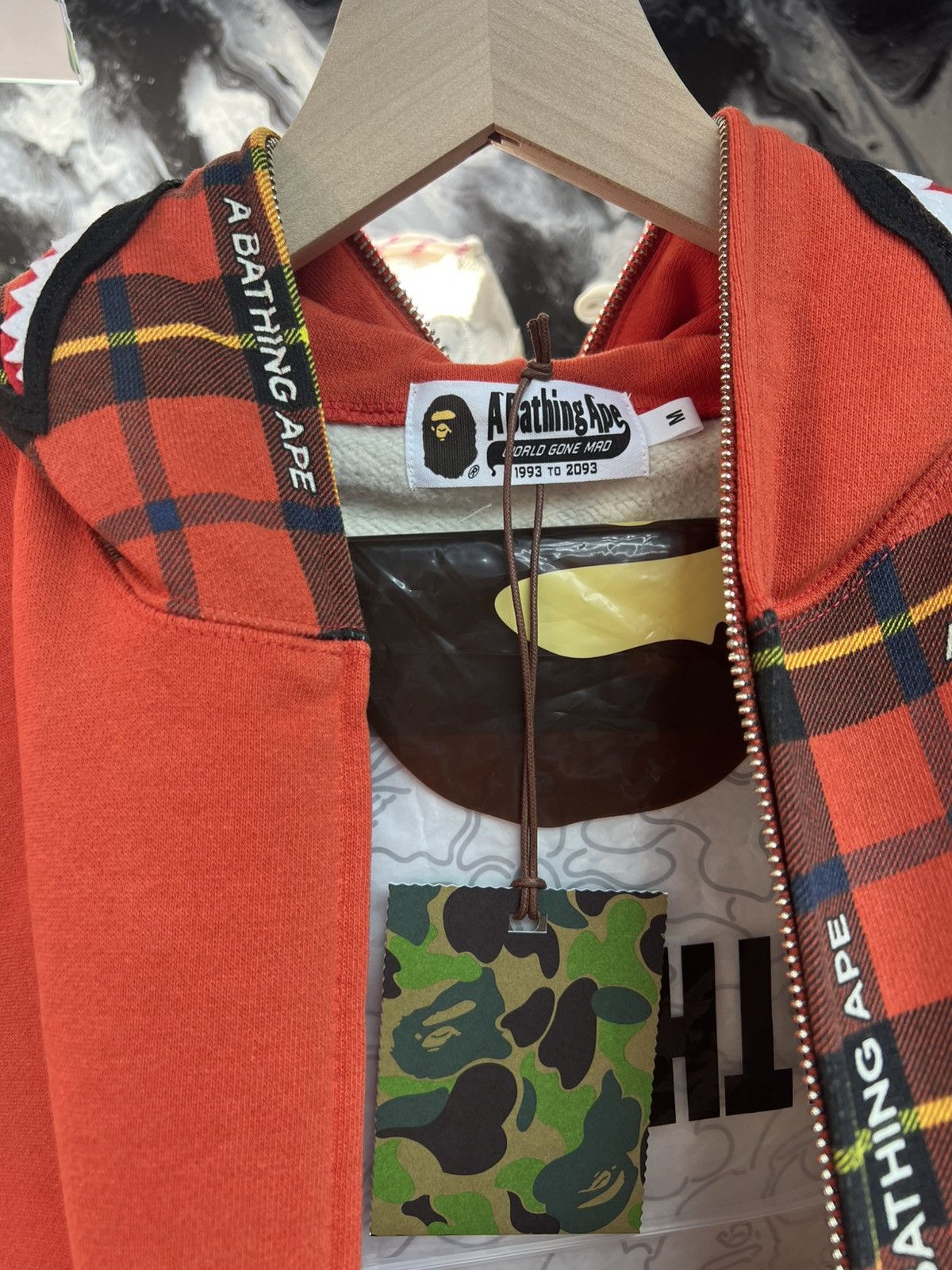 Bape Bape Red Plaid Shark FullZip Hoodie Size US M / EU 48-50 / 2 - 4 Thumbnail
