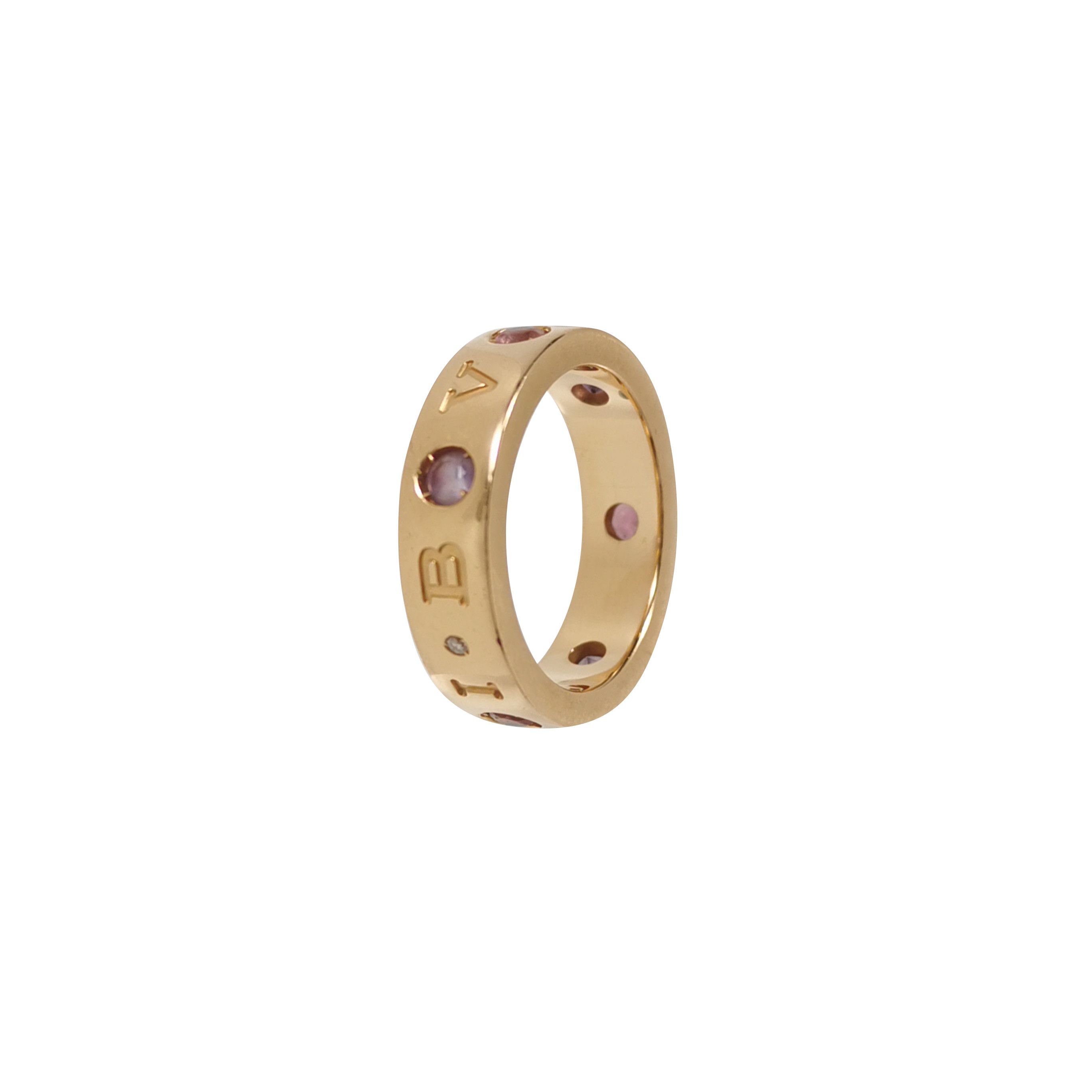 Bvlgari Bvlgari Bvlgari Bvlgari 18K gold gemstone double logo ring Size ONE SIZE - 1 Thumbnail